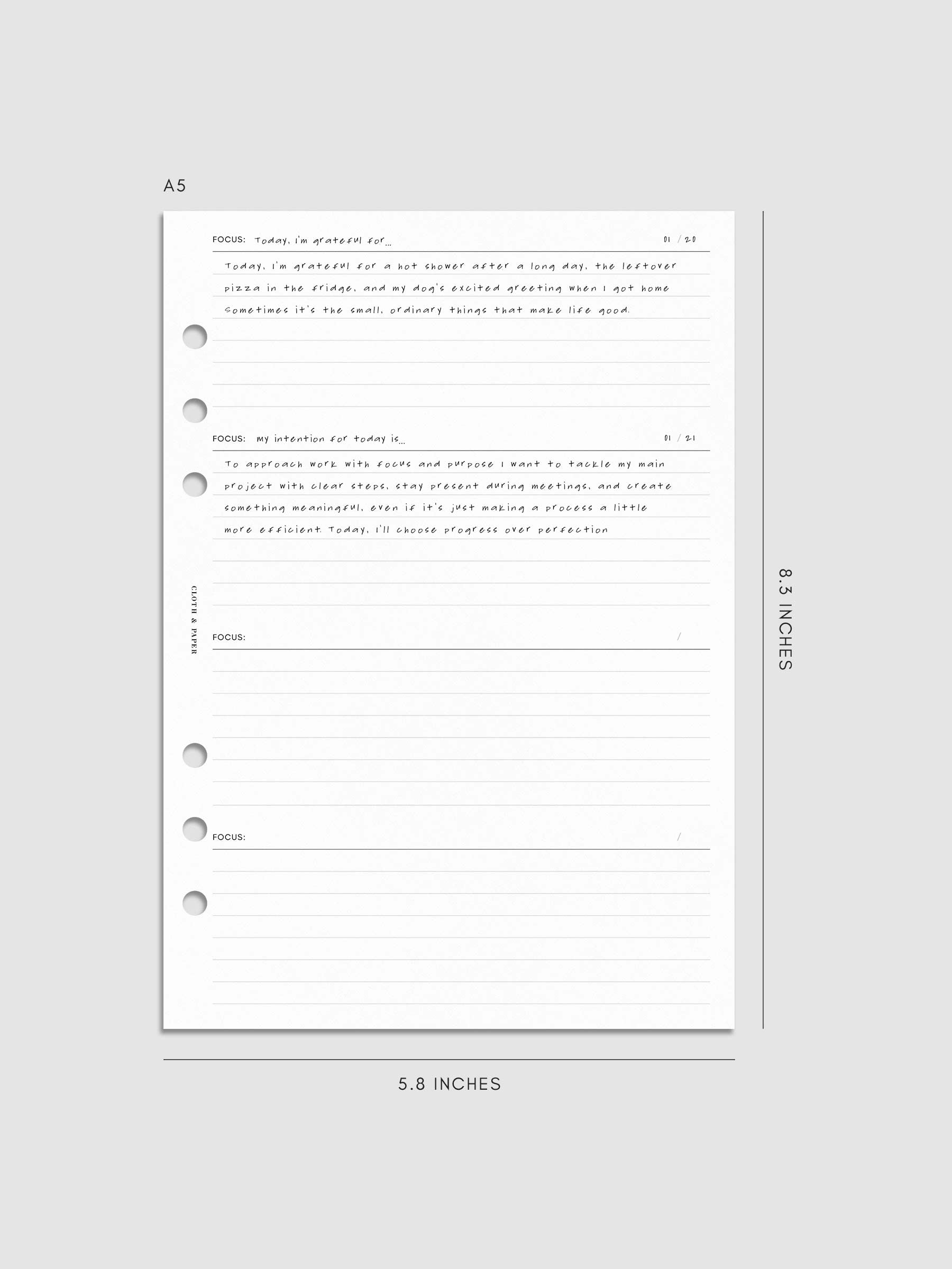 Digital mockup of insert in A5.