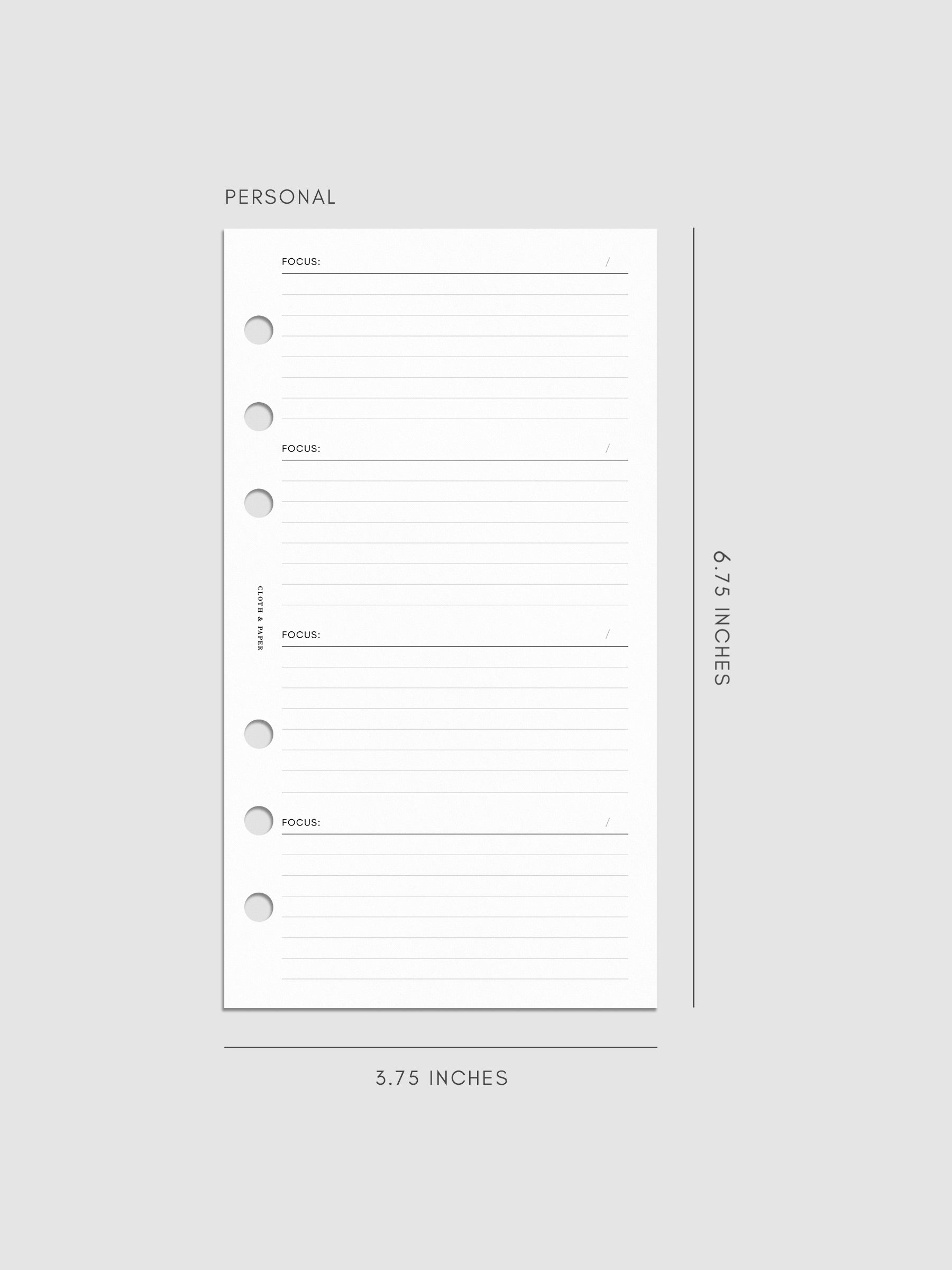 Digital mockup of insert in Personal.