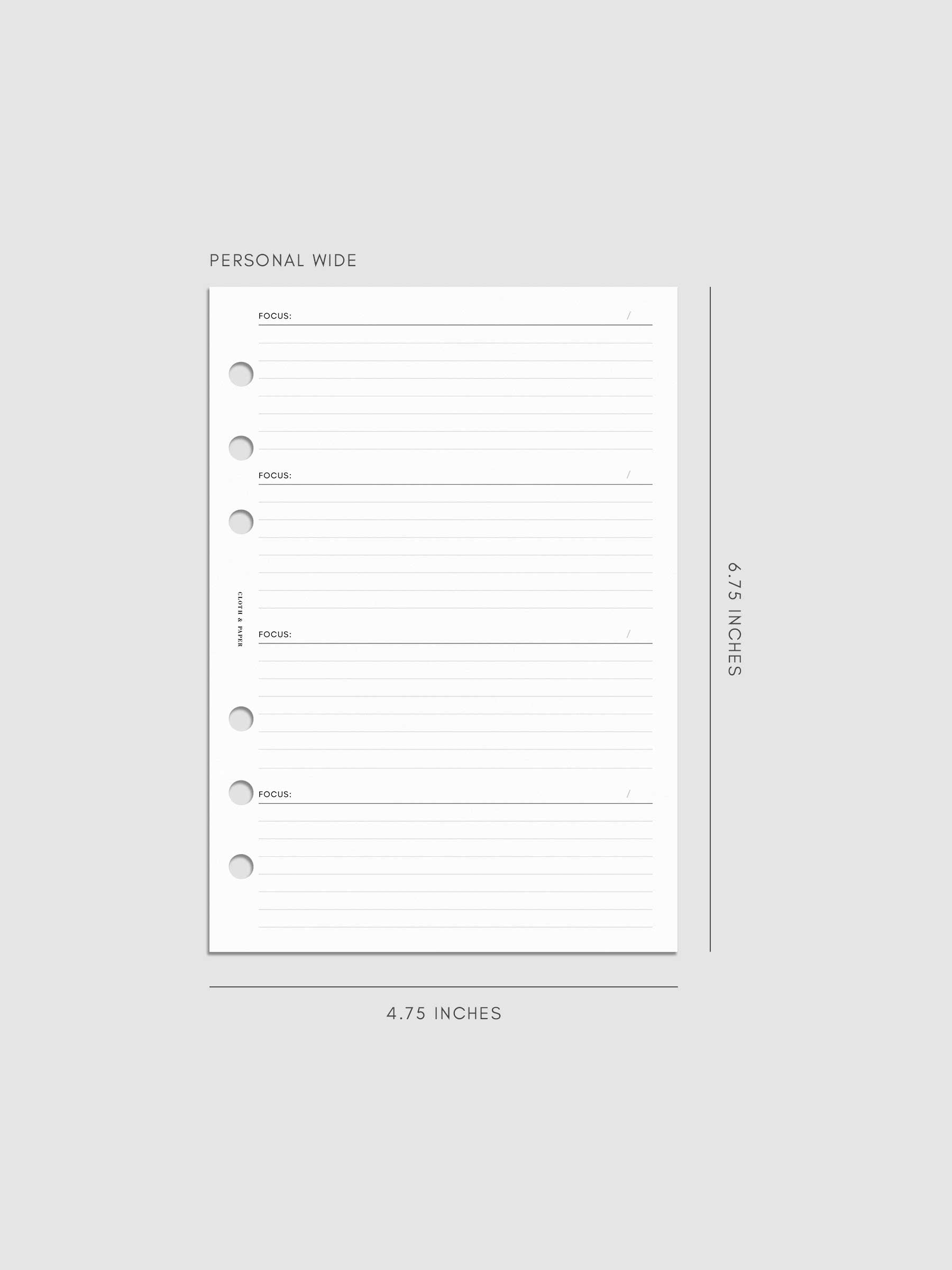 Digital mockup of insert in Personal Wide.