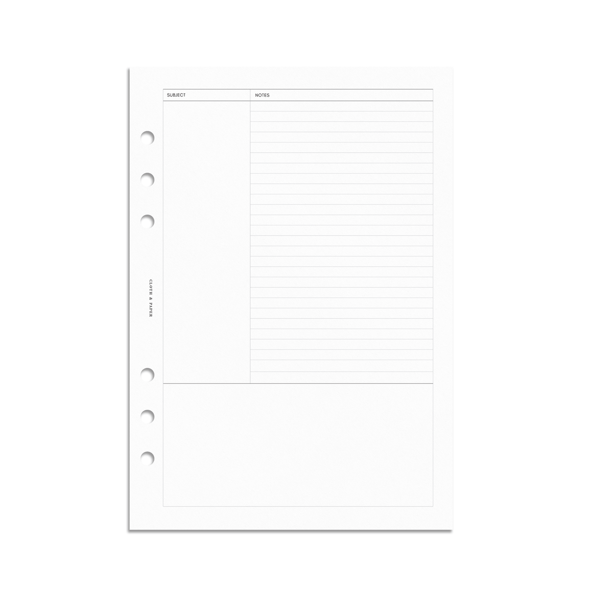 Cornell Style Note Inserts | Updated Design | Cloth & Paper