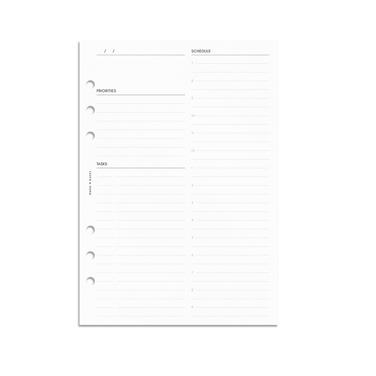 Inserts　Paper　Layout　CLOTH　Cloth　–　Daily　Refreshed　Planner　Undated　PAPER