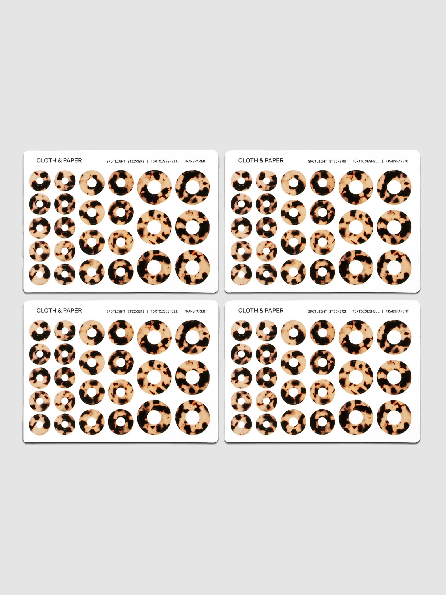 Four sheets of Spotlight Stickers in the pattern Desert Tortoiseshell.