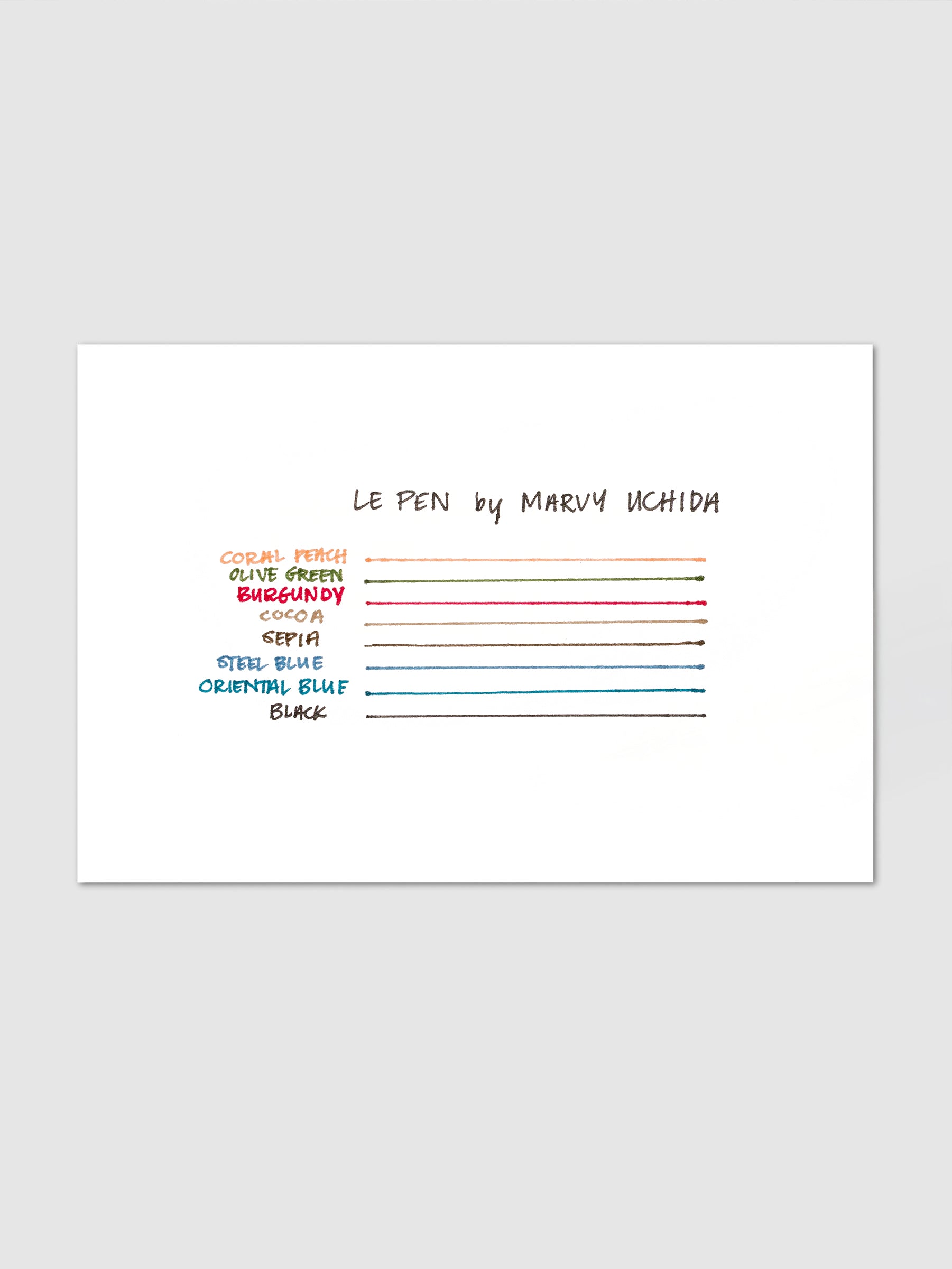 Pen test sheet for Le Pens by Marvy Uchida