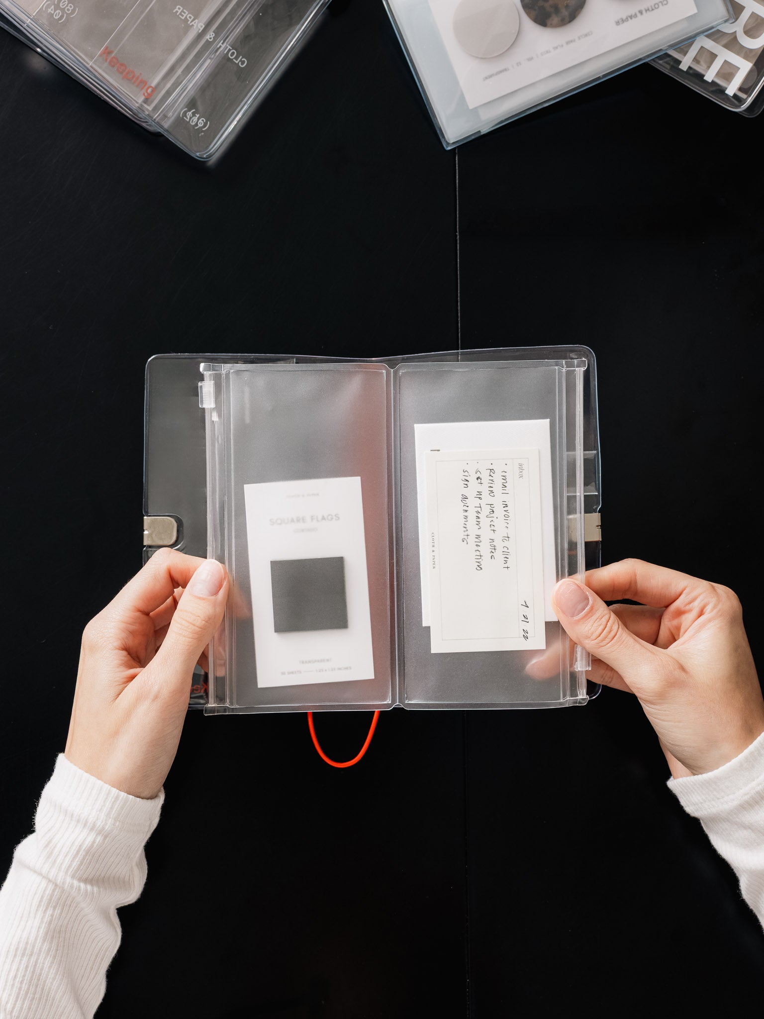 Storage Holder | Travel Notebook | Pocket Plus shown in use