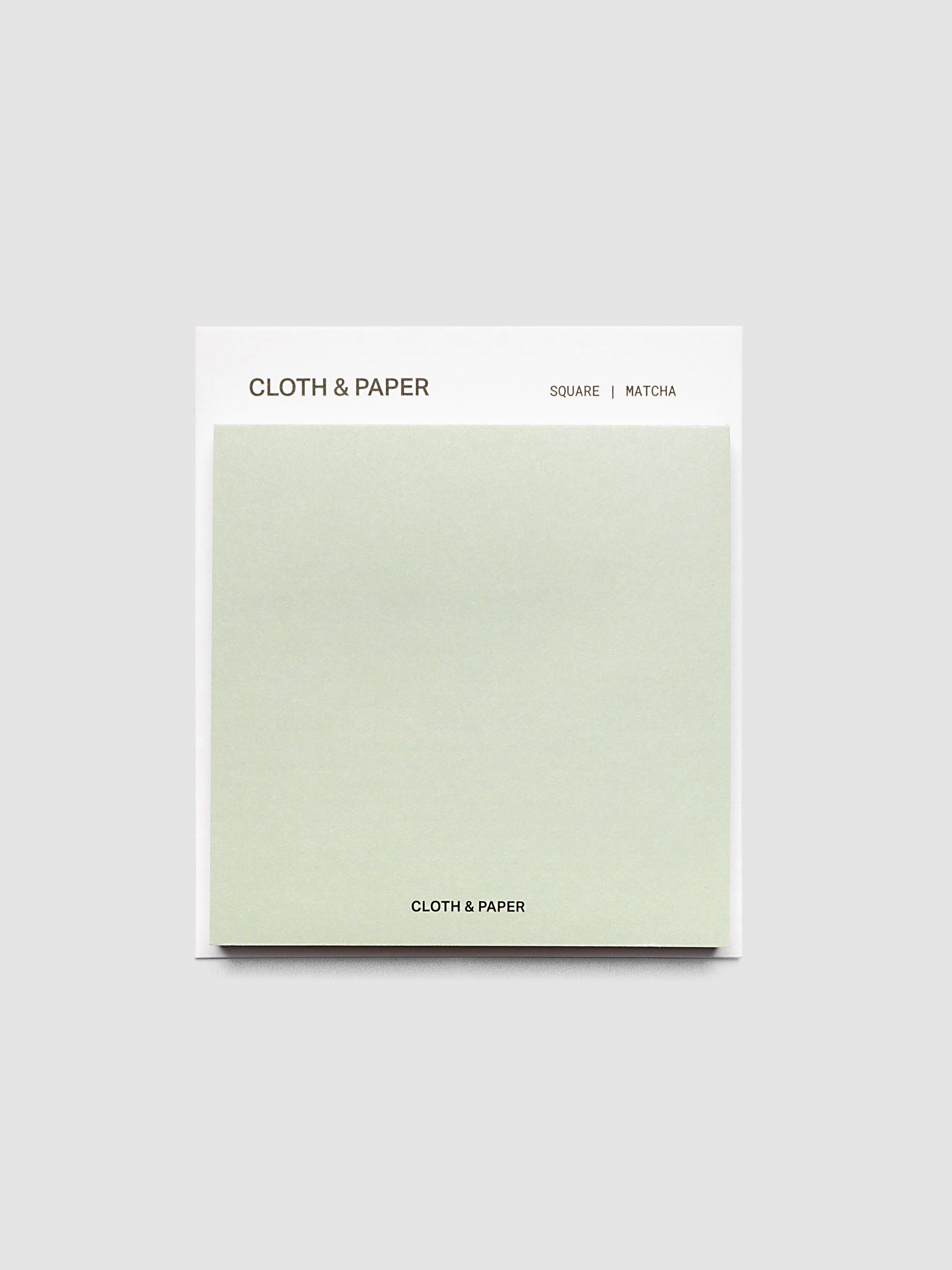 Cloth and Paper Square Matte Sticky Notes in light sage green with backing card