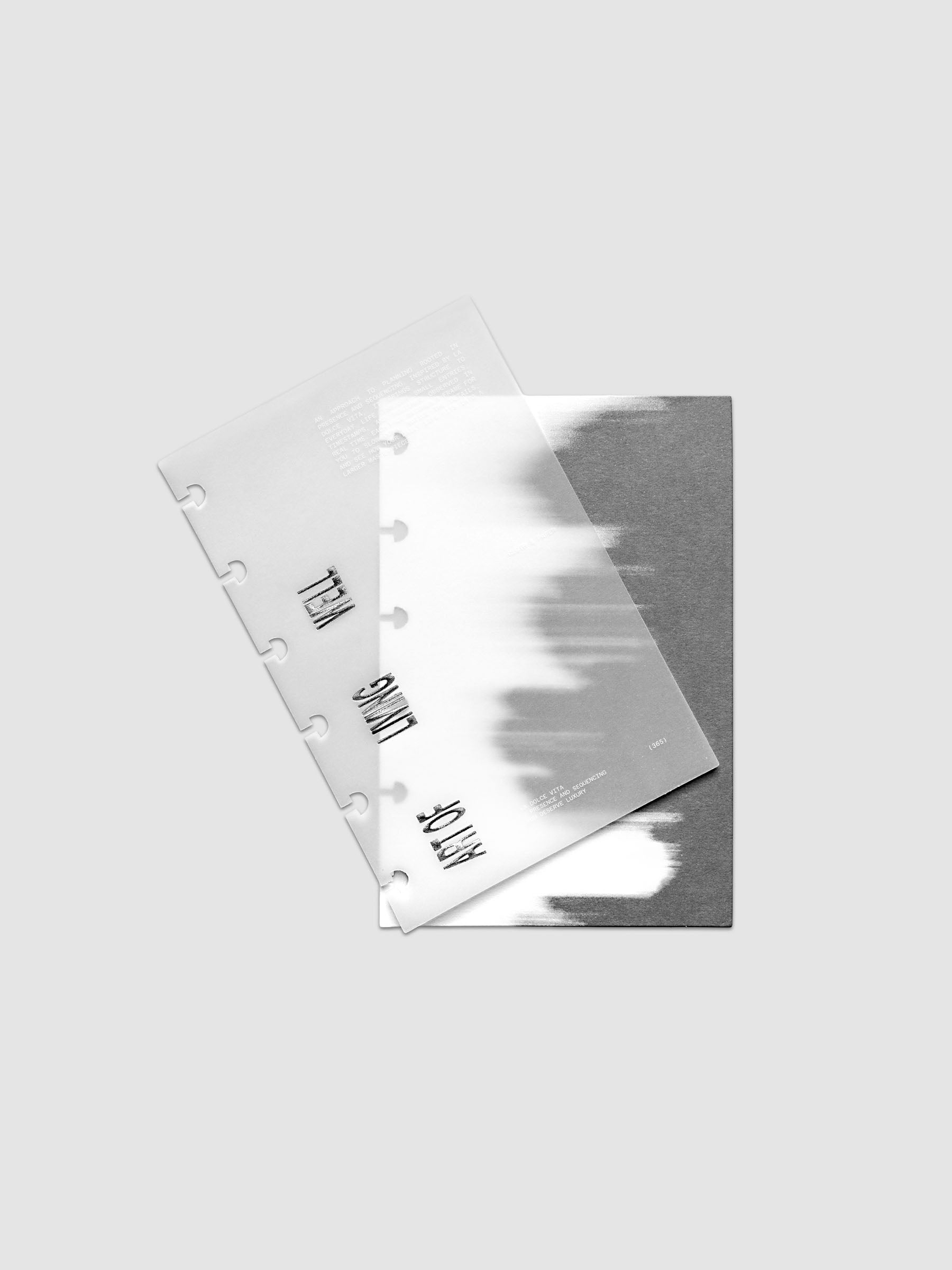 La Dolce Vita Dashboard Duo in CP Petite 6-Disc Punch, a vellum overlay printed in white ink with silver foil layered over a soft gray gradient cardstock base on a light gray background