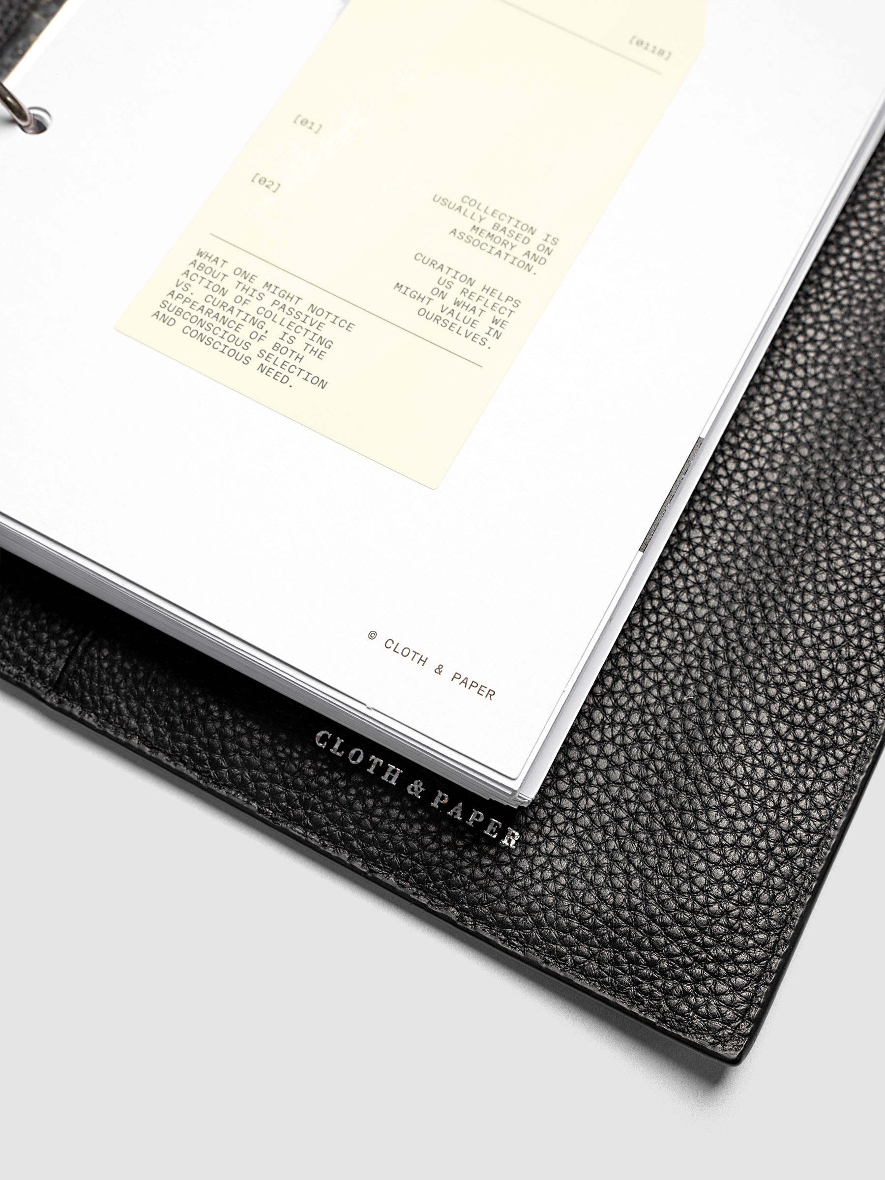 Personal Toolkit Planner Dashboard in A5 6-Ring Punch, a cardstock dashboard with an affixed warm gray printed tag in black type on a light gray background