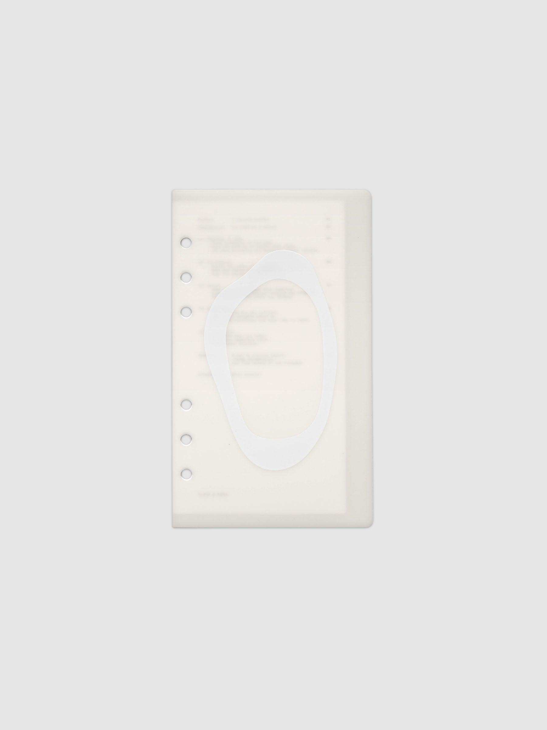 Continuation Planner Cover + Dashboard Set in Personal. Milky white frosted plastic cover with a spot gloss organic shape over a black-printed paper dashboard. Image 1 of 3.