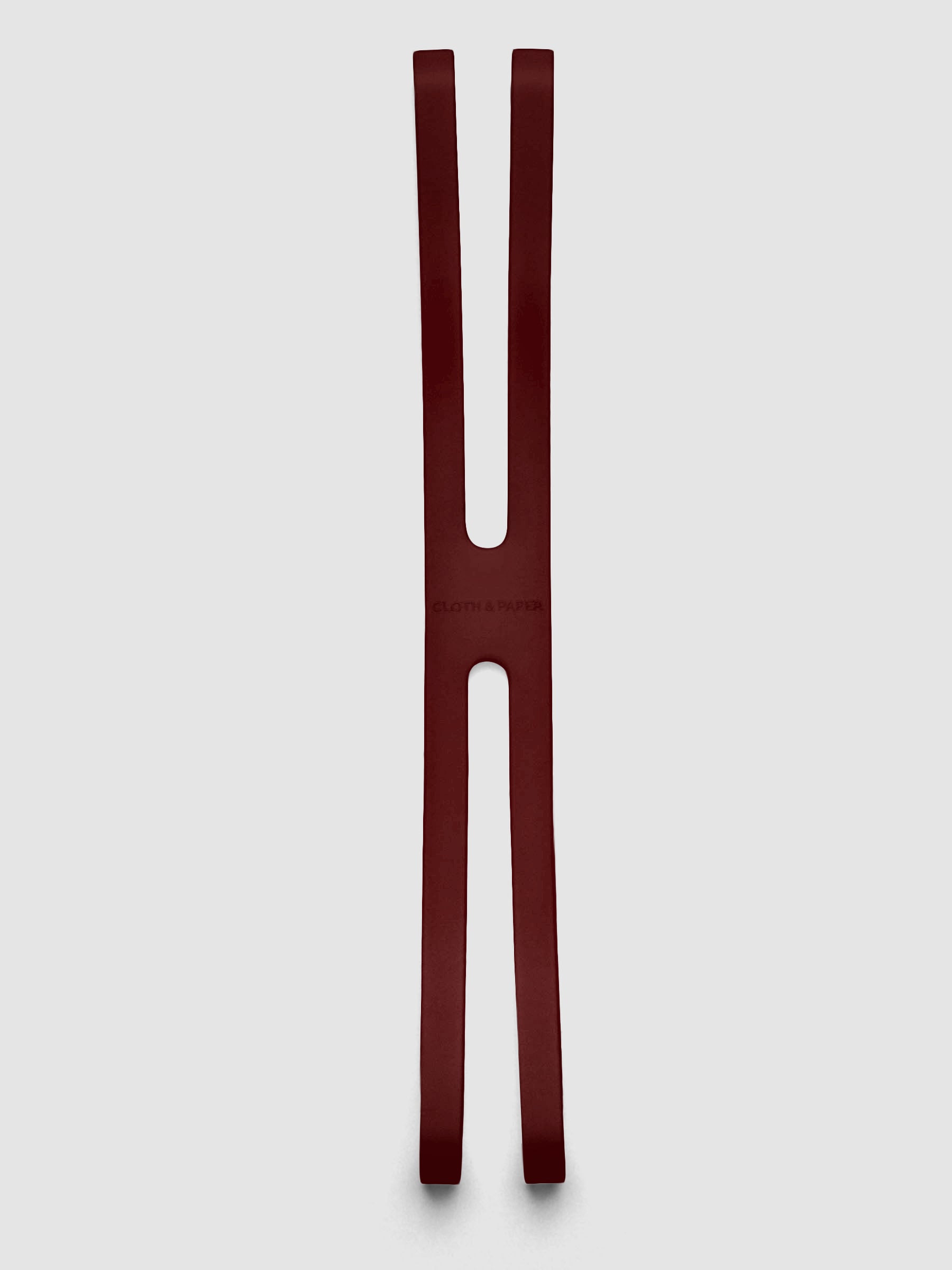 Large bordeaux planner closure band shown flat on a grey background.