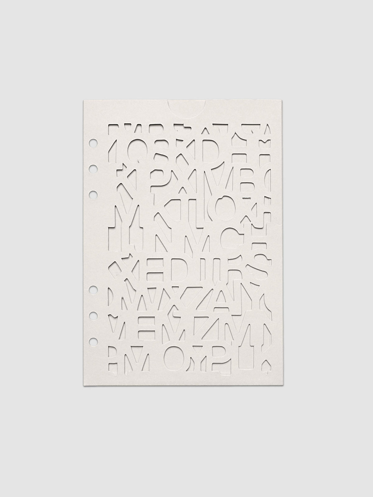 The A5 6-Ring Punch Diecut Pocket Folder laid flat and empty, showing the front panel cut through with the Precision letter pattern and the half moon notch at the top
