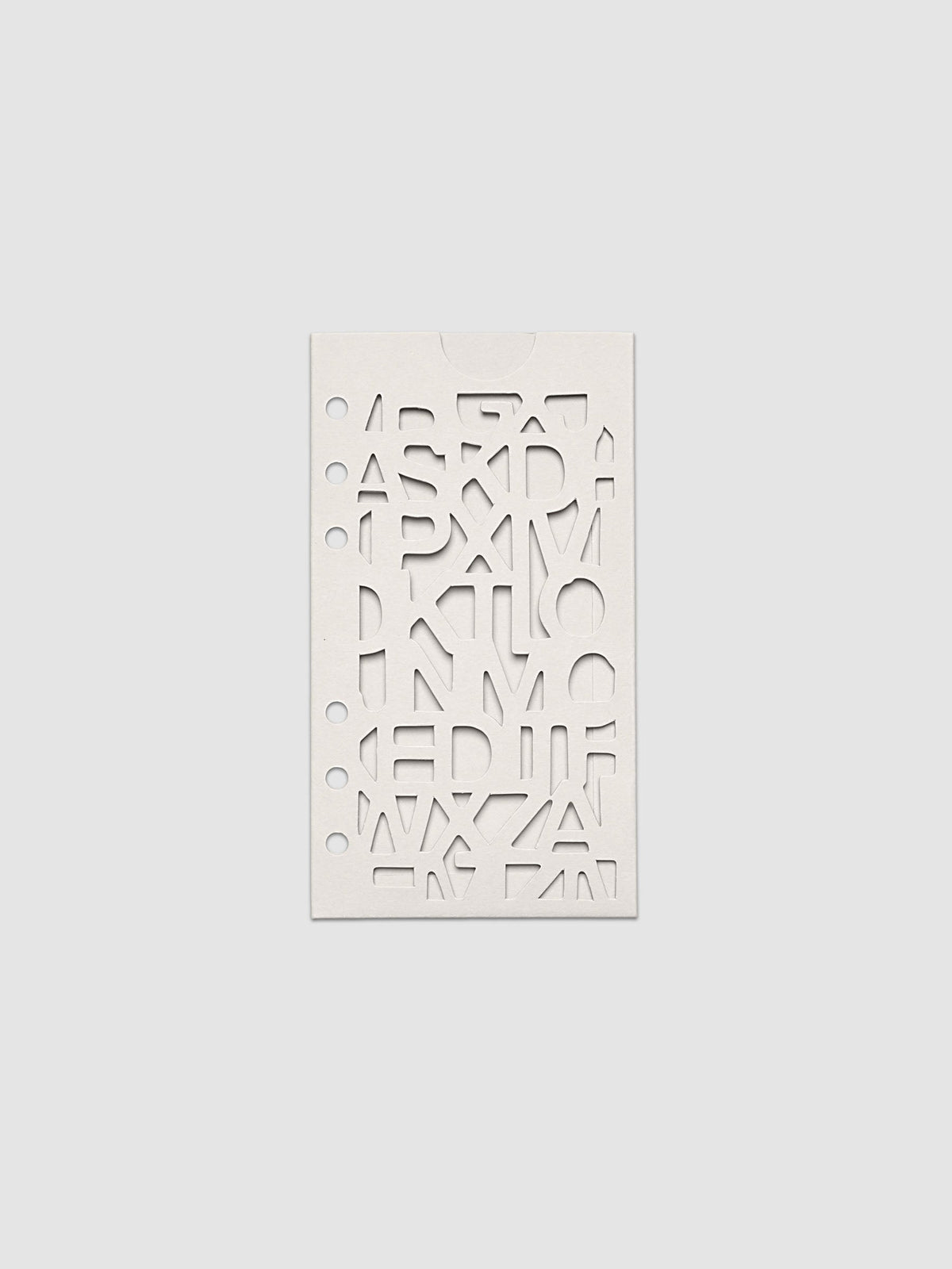 The Personal Diecut Pocket Folder laid flat and empty, showing the front panel cut through with the Precision letter pattern and the half moon notch at the top