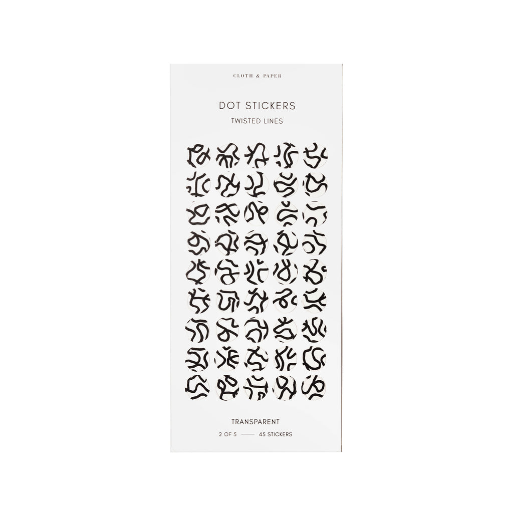 Twisted line stickers displayed on a white background. Size shown is medium. 