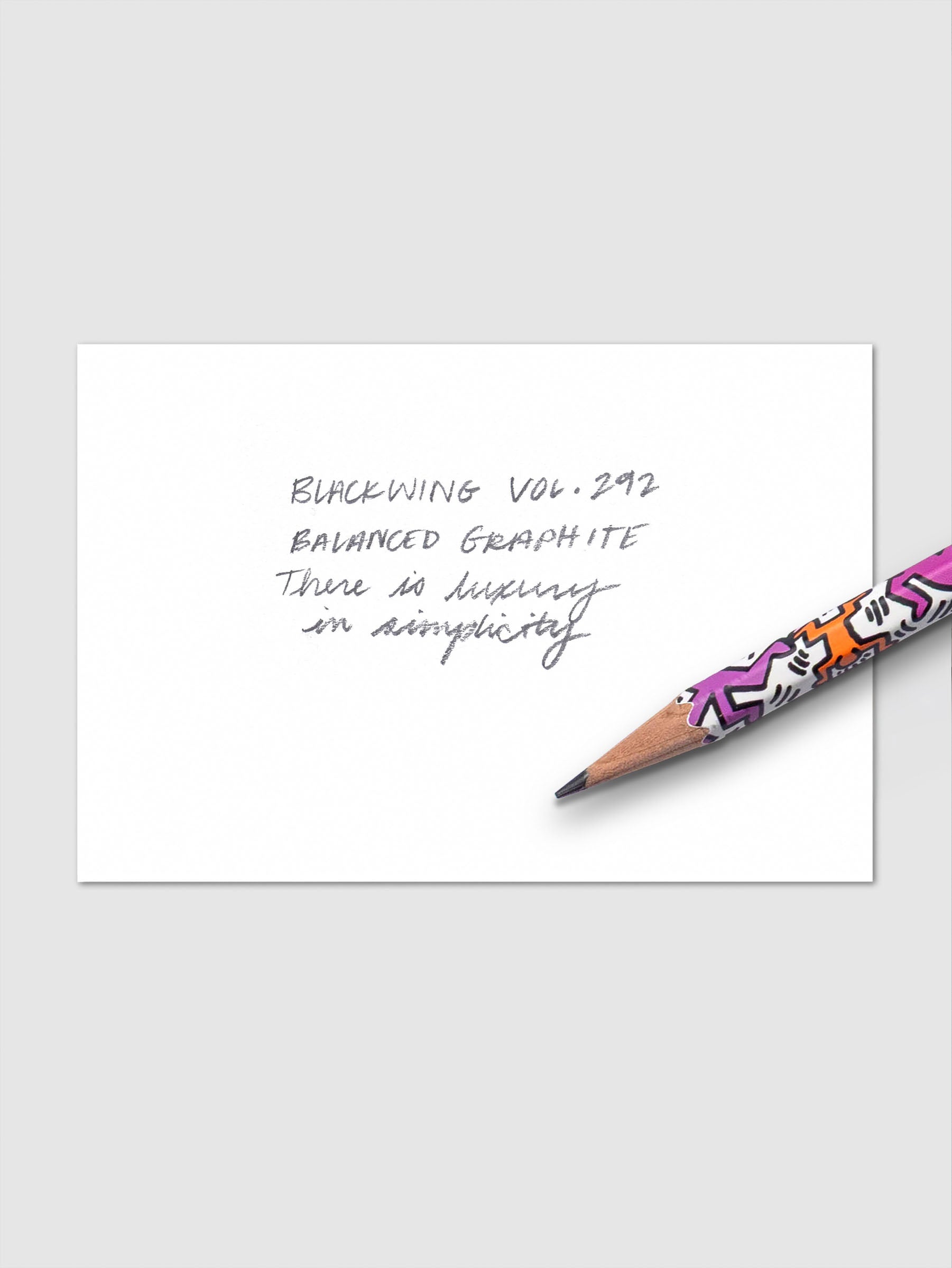 Writing sample using the Blackwing Pencils from Vol 292 featuring work by Keith Haring.