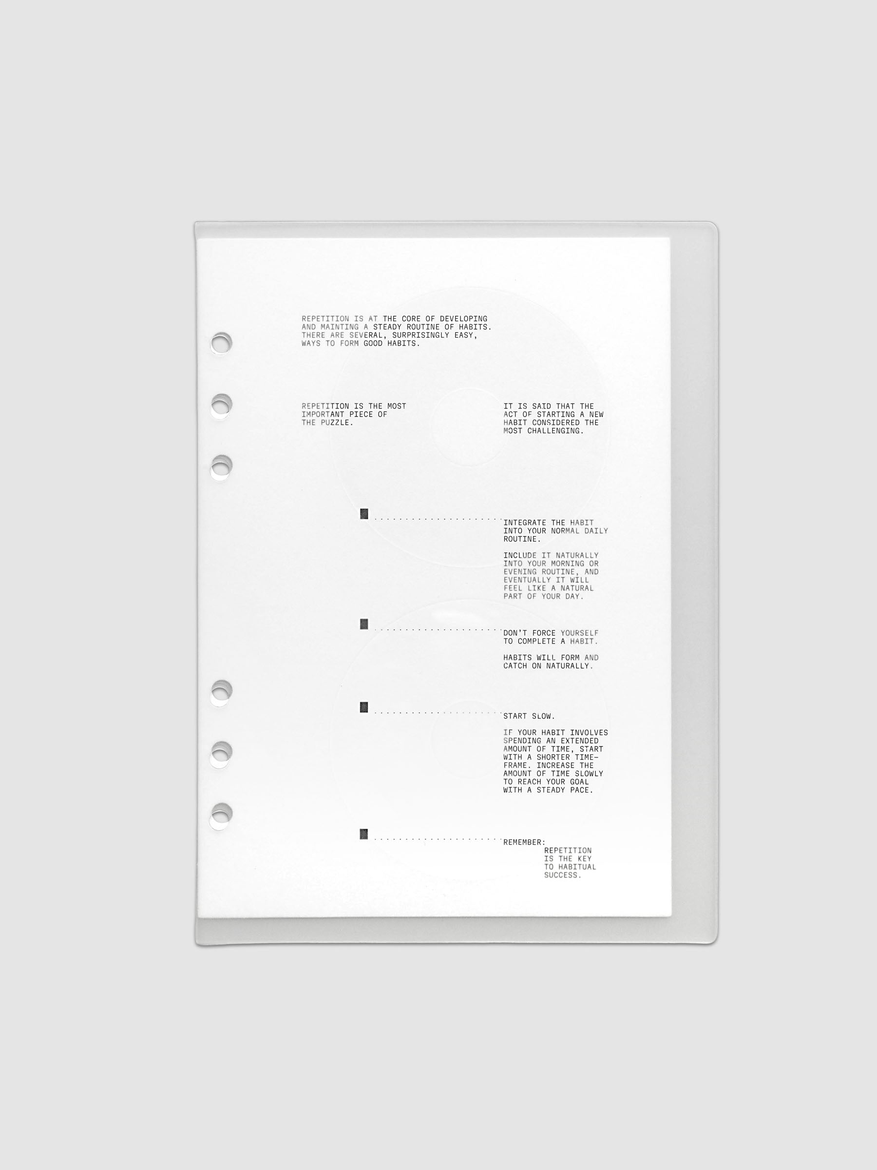 On Repeat Planner Cover + Dashboard Set  shown in size A5, pre-punched for 6-ring binders.