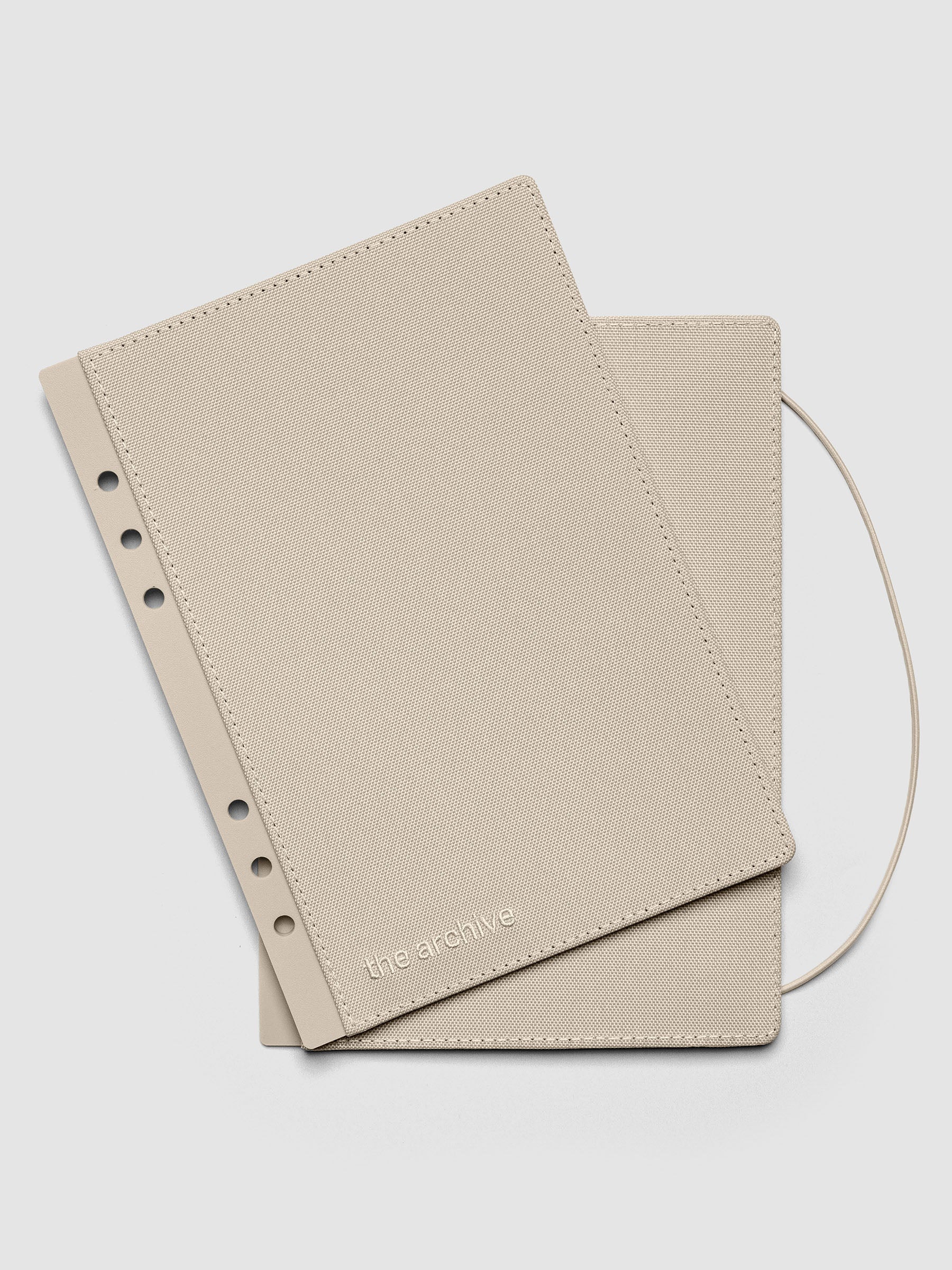 Beige Archive Bookcloth Planner Cover Set showing layers offset in size A5.