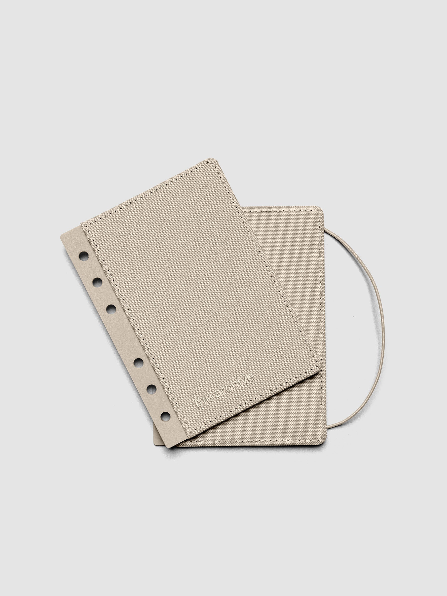 Beige Archive Bookcloth Planner Cover Set showing layers offset in size A6.