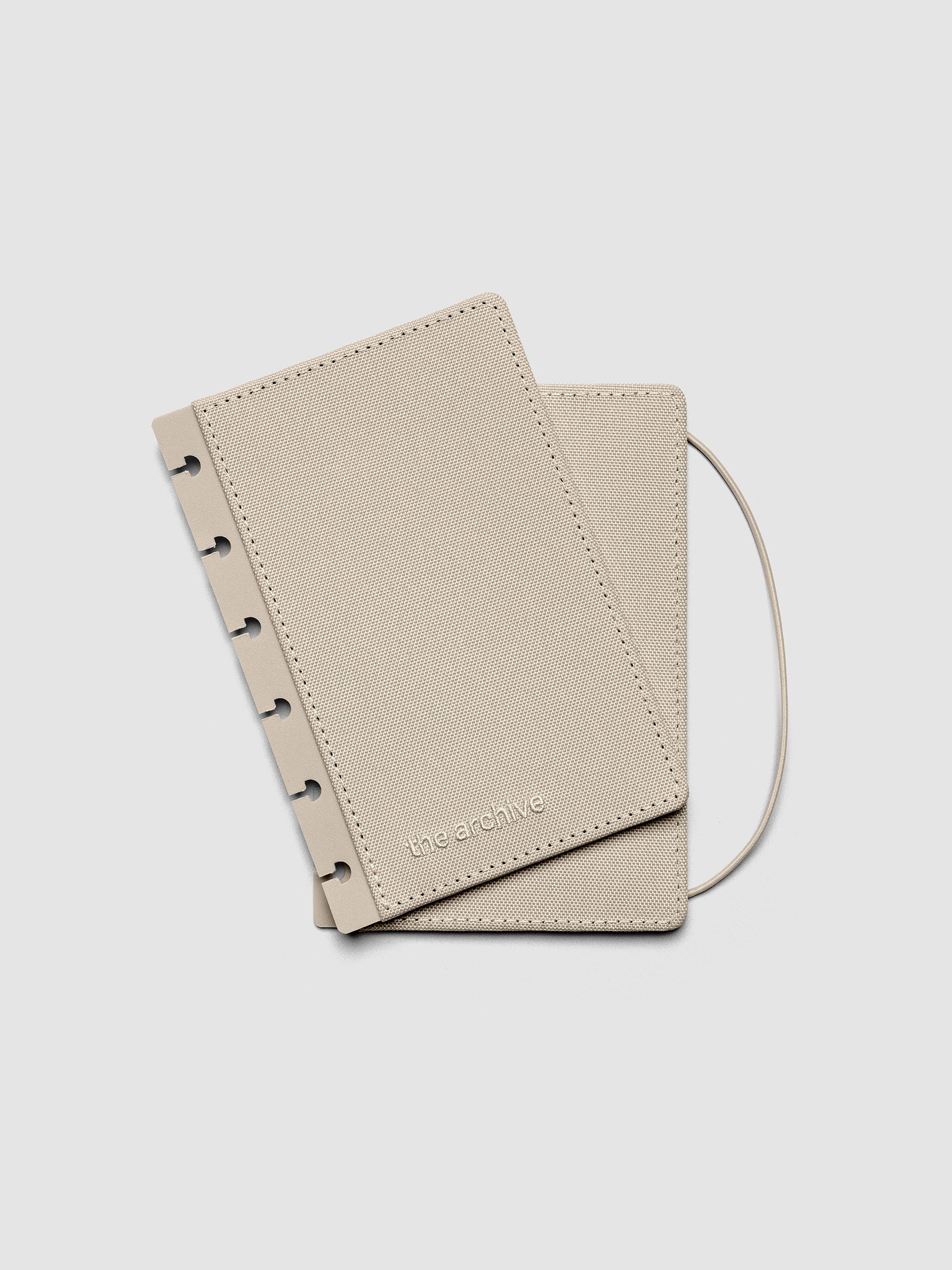 Beige Archive Bookcloth Planner Cover Set showing layers offset in size CP Petite.