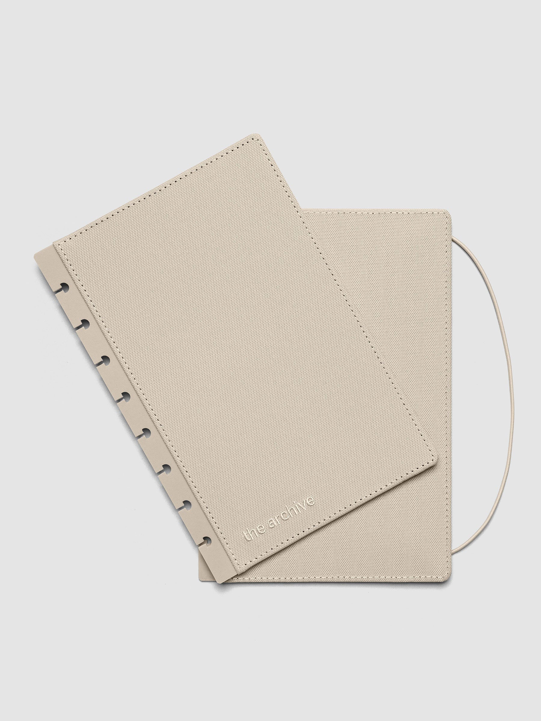 Beige Archive Bookcloth Planner Cover Set showing layers offset in size Half Letter.