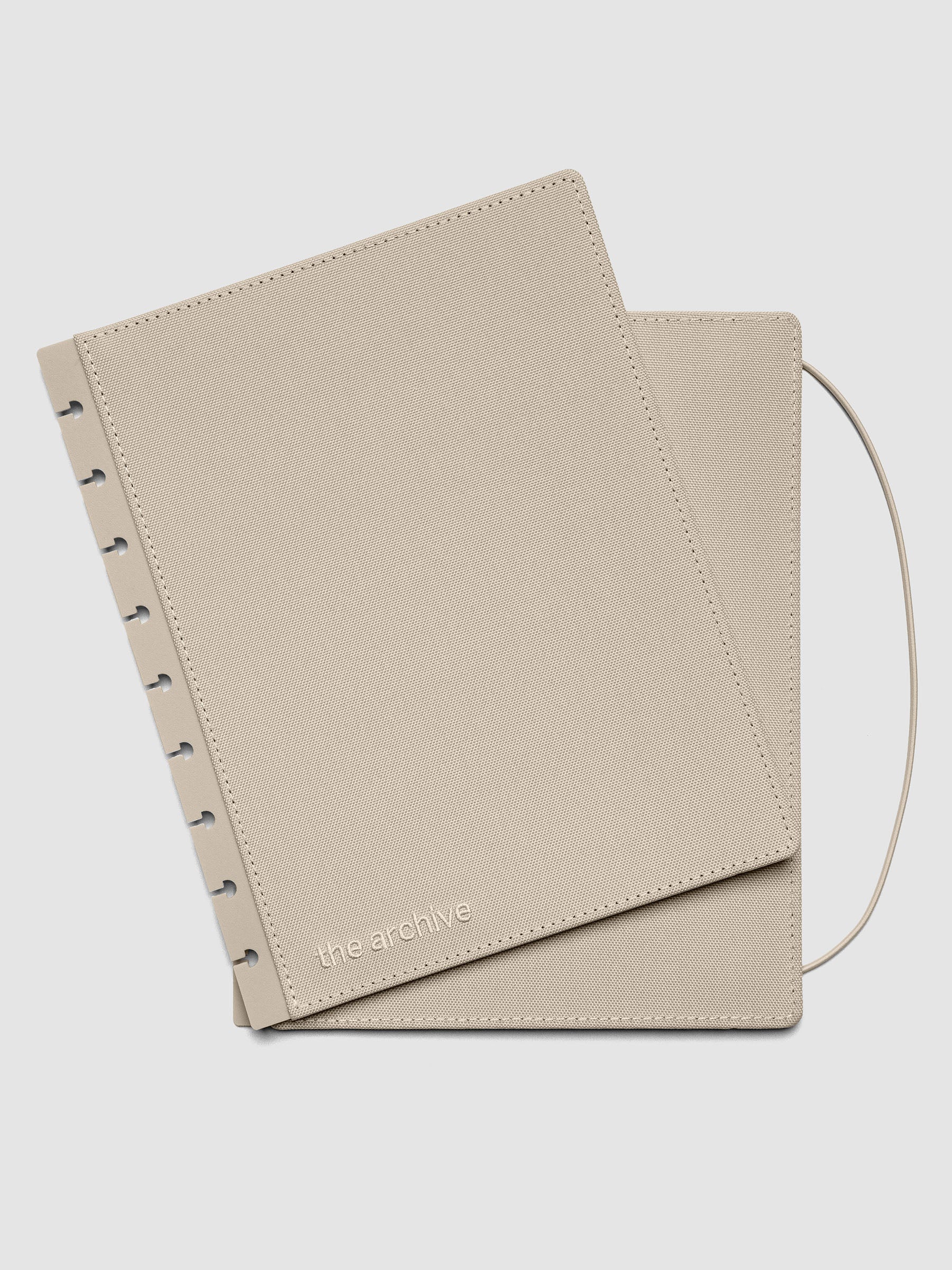 Beige Archive Bookcloth Planner Cover Set showing layers offset in size HP Classic.