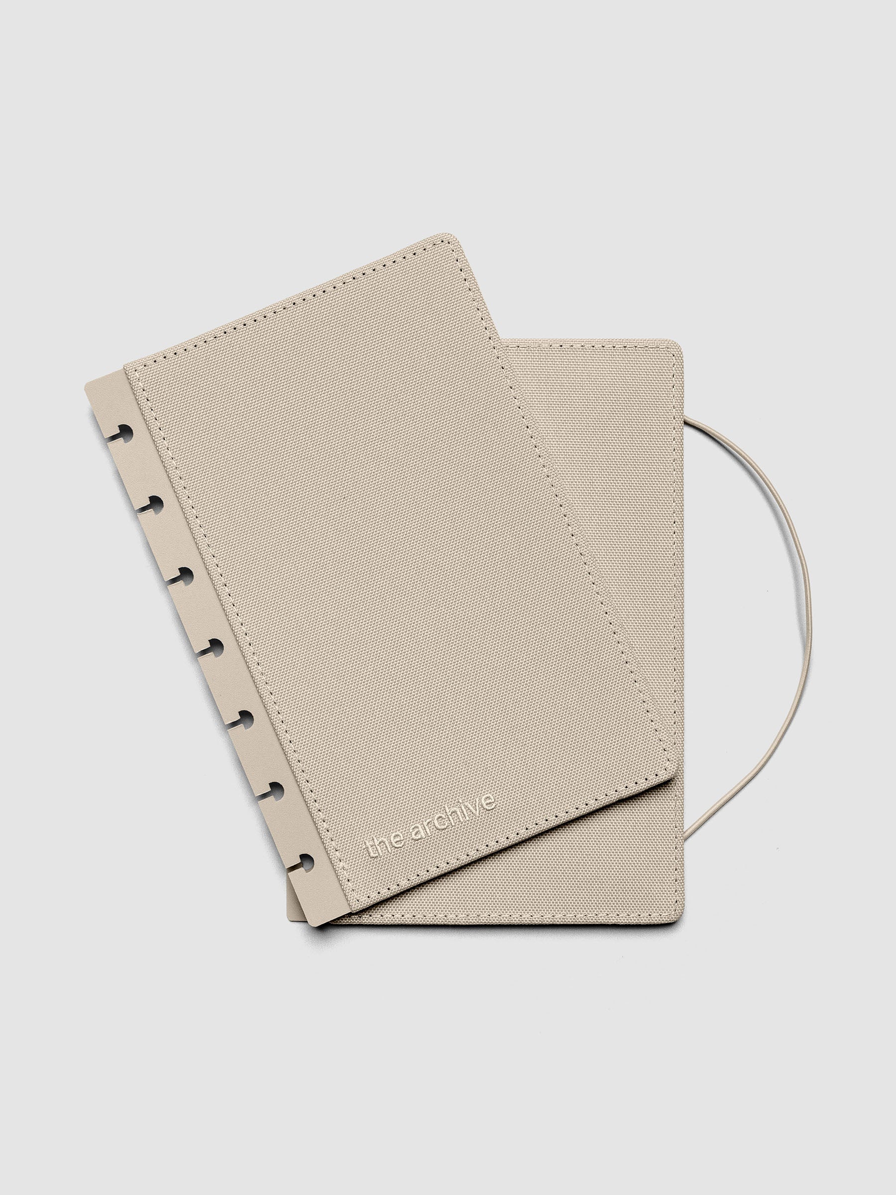 Beige Archive Bookcloth Planner Cover Set showing layers offset in size HP Mini.