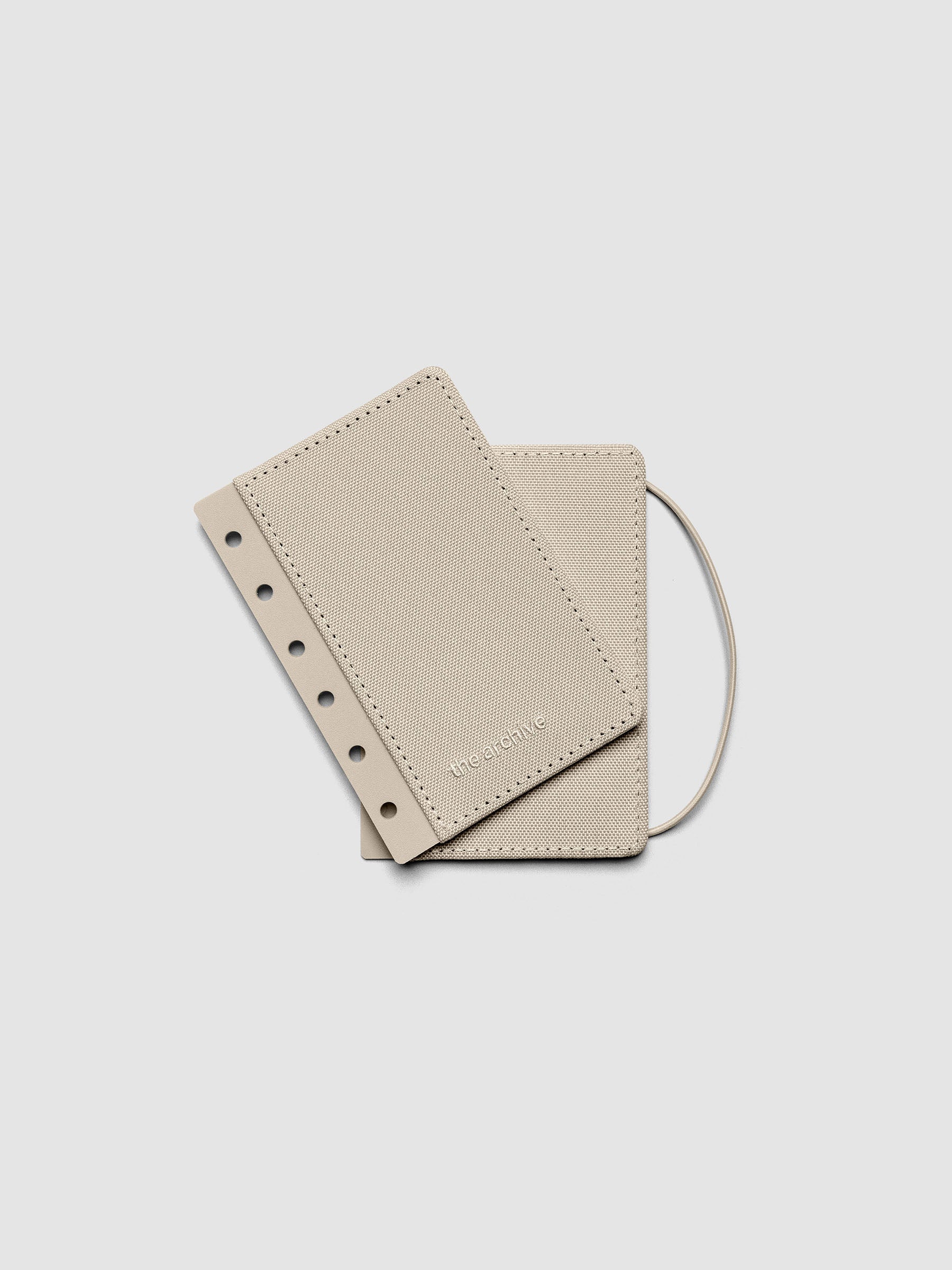 Beige Archive Bookcloth Planner Cover Set showing layers offset in size Pocket.