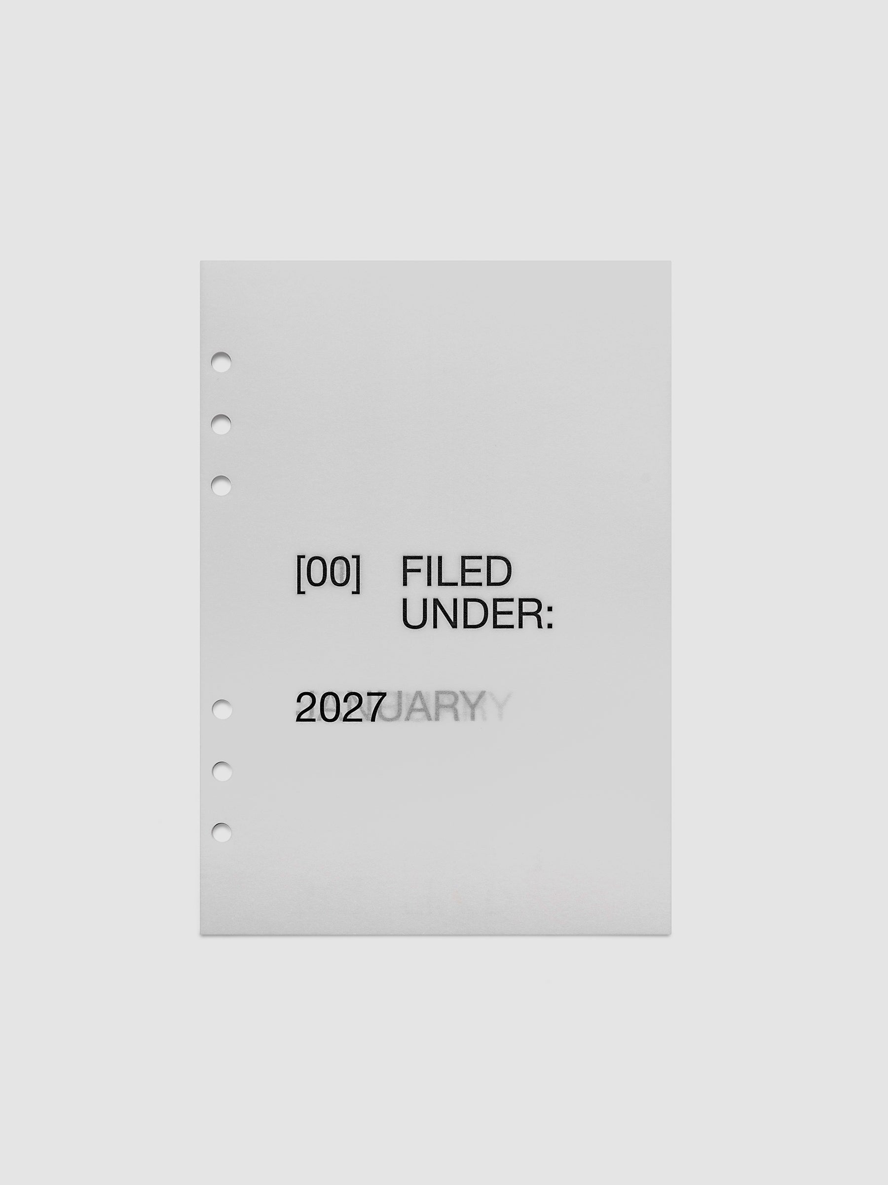 2027 Front + Monthly Dashboard Overlays, Avant Garde, A5 6-Ring Punch, full set of 13 vellum overlays shown stacked together