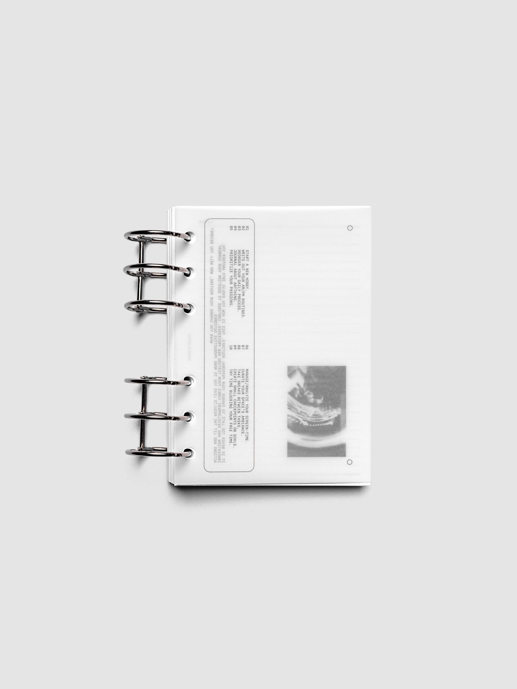 Side A & Side B Planner Dashboard in size A6 shown ring bound.