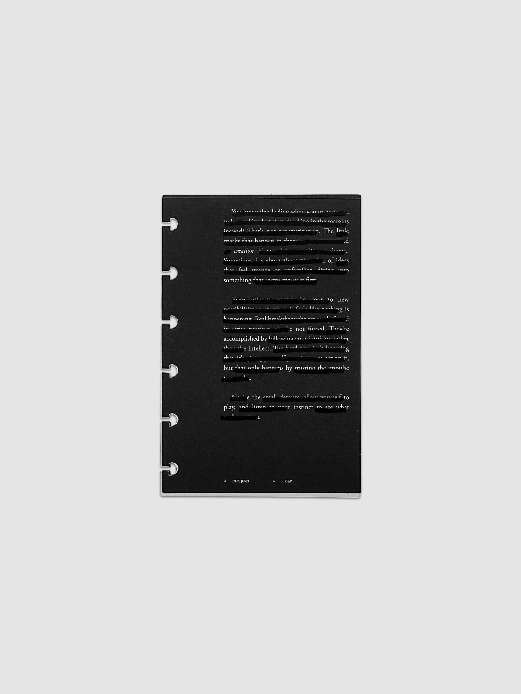 Black, white, and transparent dual layer planner dashboard shown in size CP Petite 6-Disc Punch