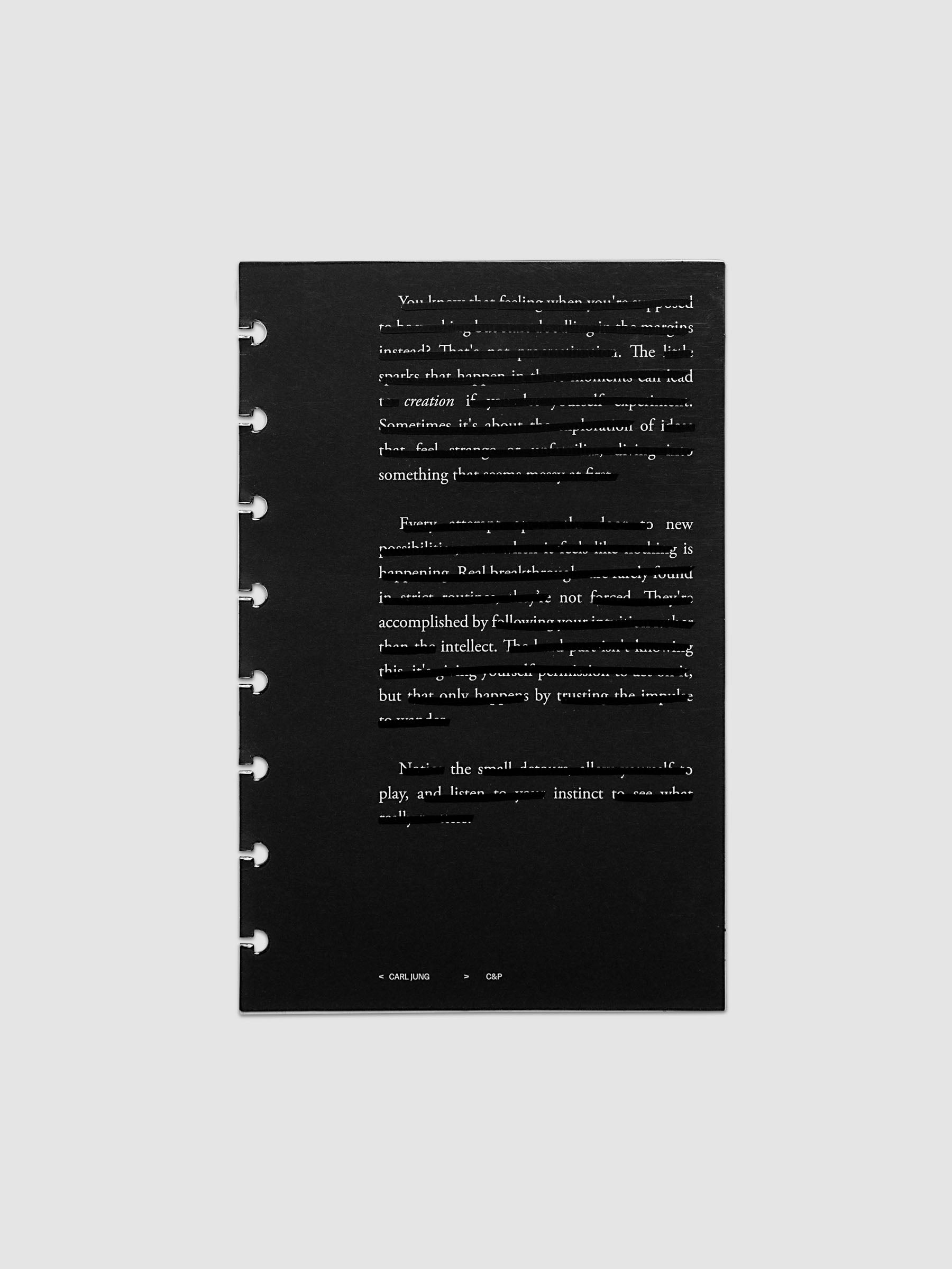 Black, white, and transparent dual layer planner dashboard shown in size Half Letter 8-Disc Punch