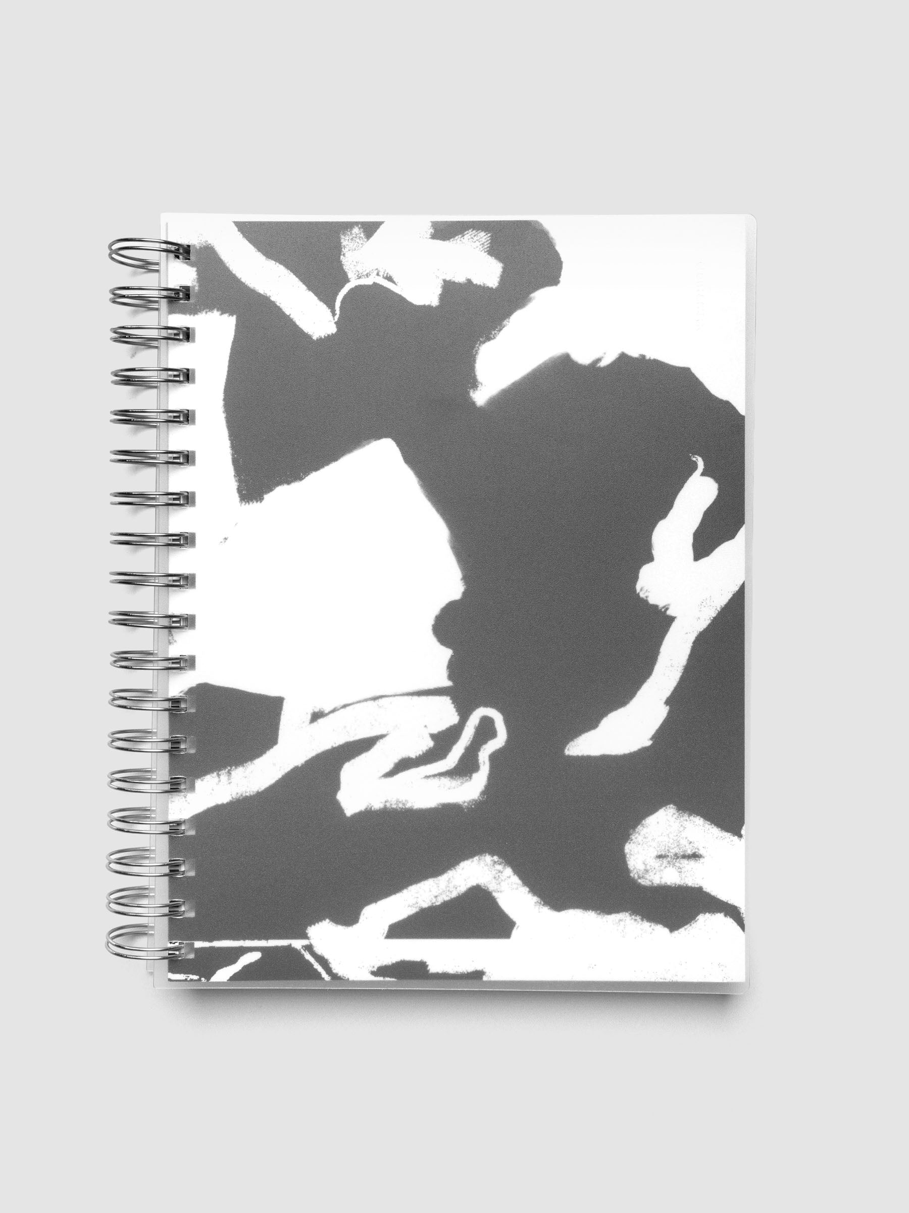Spiral Notebook dashboard in the pattern Drybrush shown in size HP Classic inside a notebook.