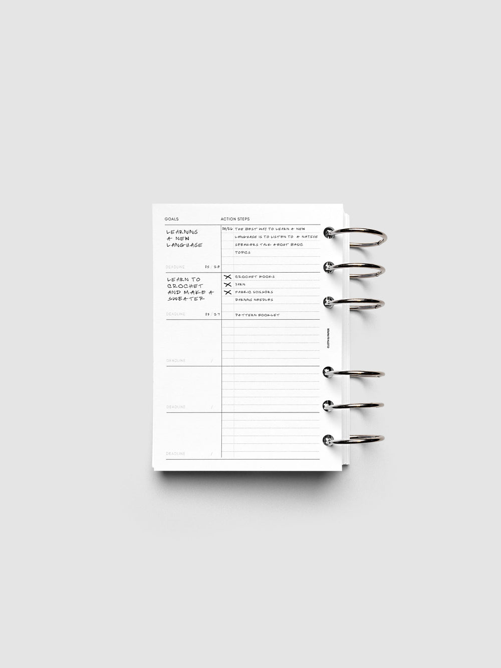 Goal Tracking Planner Inserts for SMART Goals | Cloth & Paper