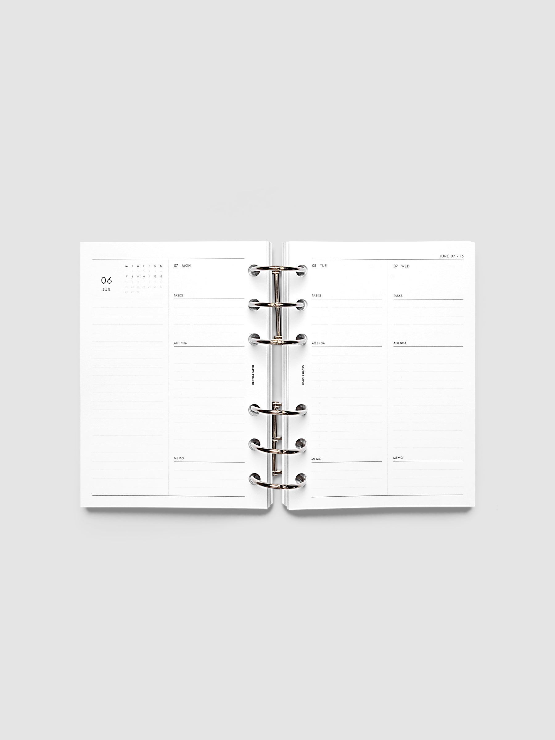 2027 Dated Daily Inserts | Monday Start in size A6 6-Ring Punch  shown ringbound