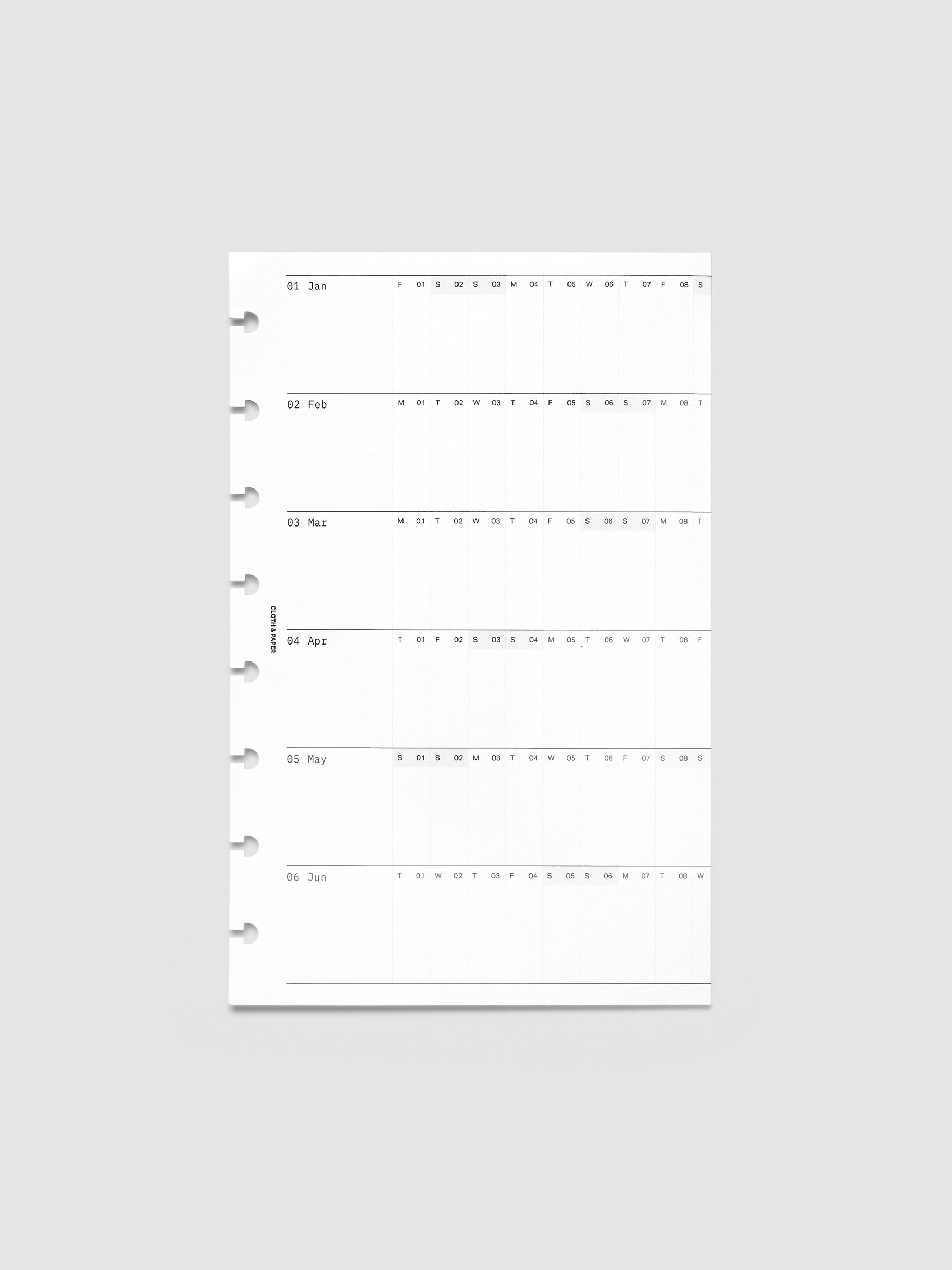 Half Letter 8-Disc Punch 2027 Dated Fold Out Insert shown folded closed, displaying the cover side on a flat surface.