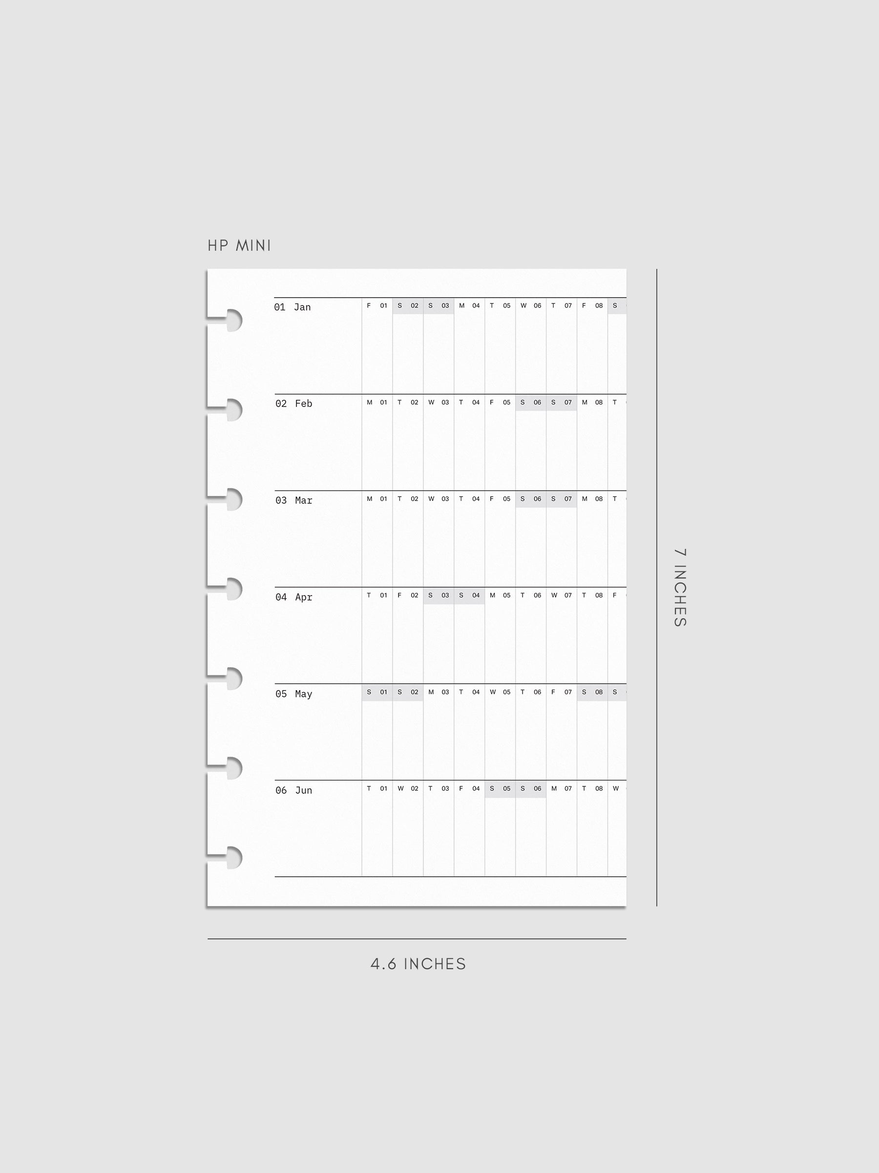 2027 Dated Fold Out Insert for the HP Mini 7-Disc Punch planner, shown as a styled flat lay mockup.