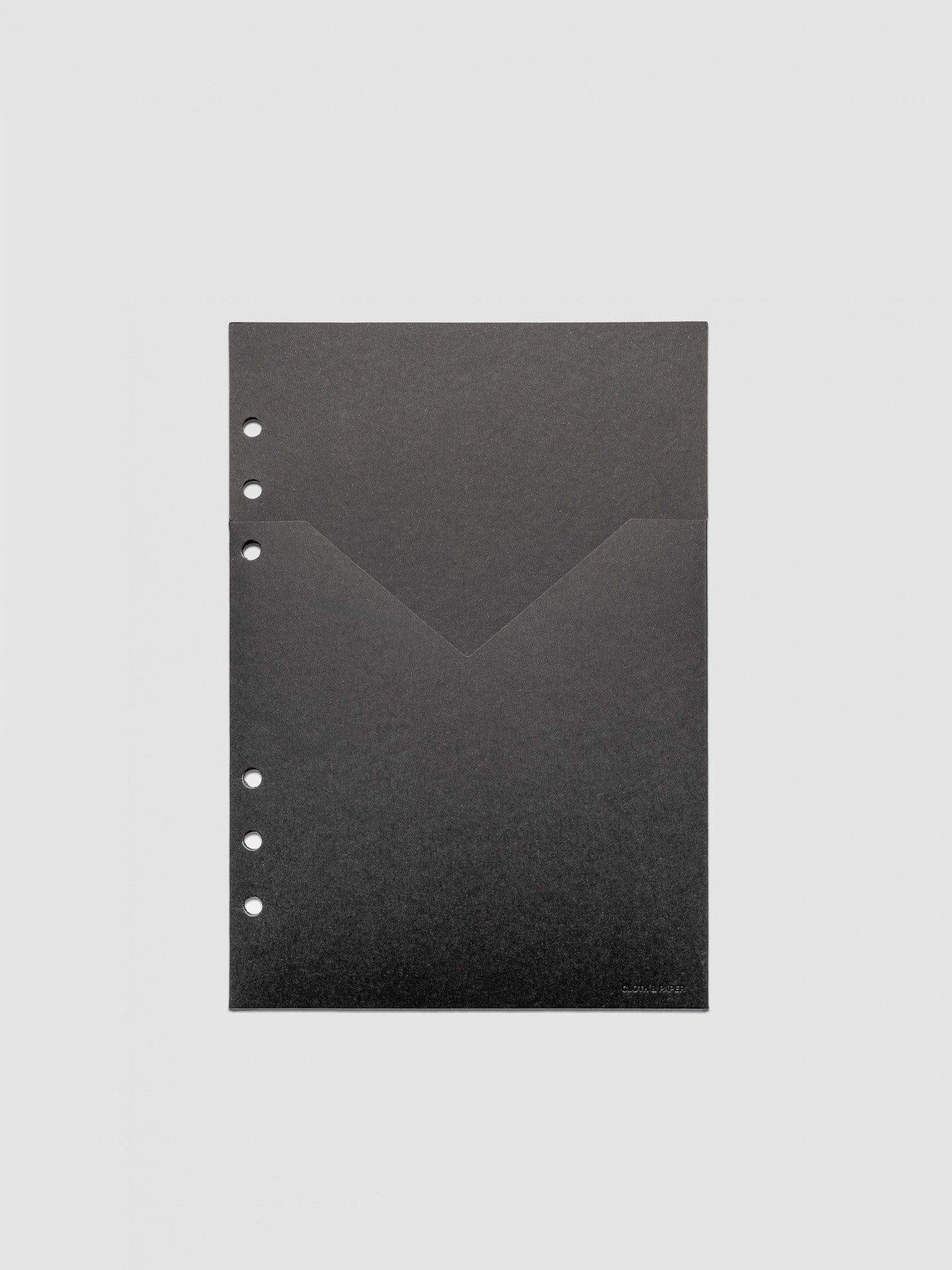 Black planner paper pocket folder shown in size A5 6-Ring Punch