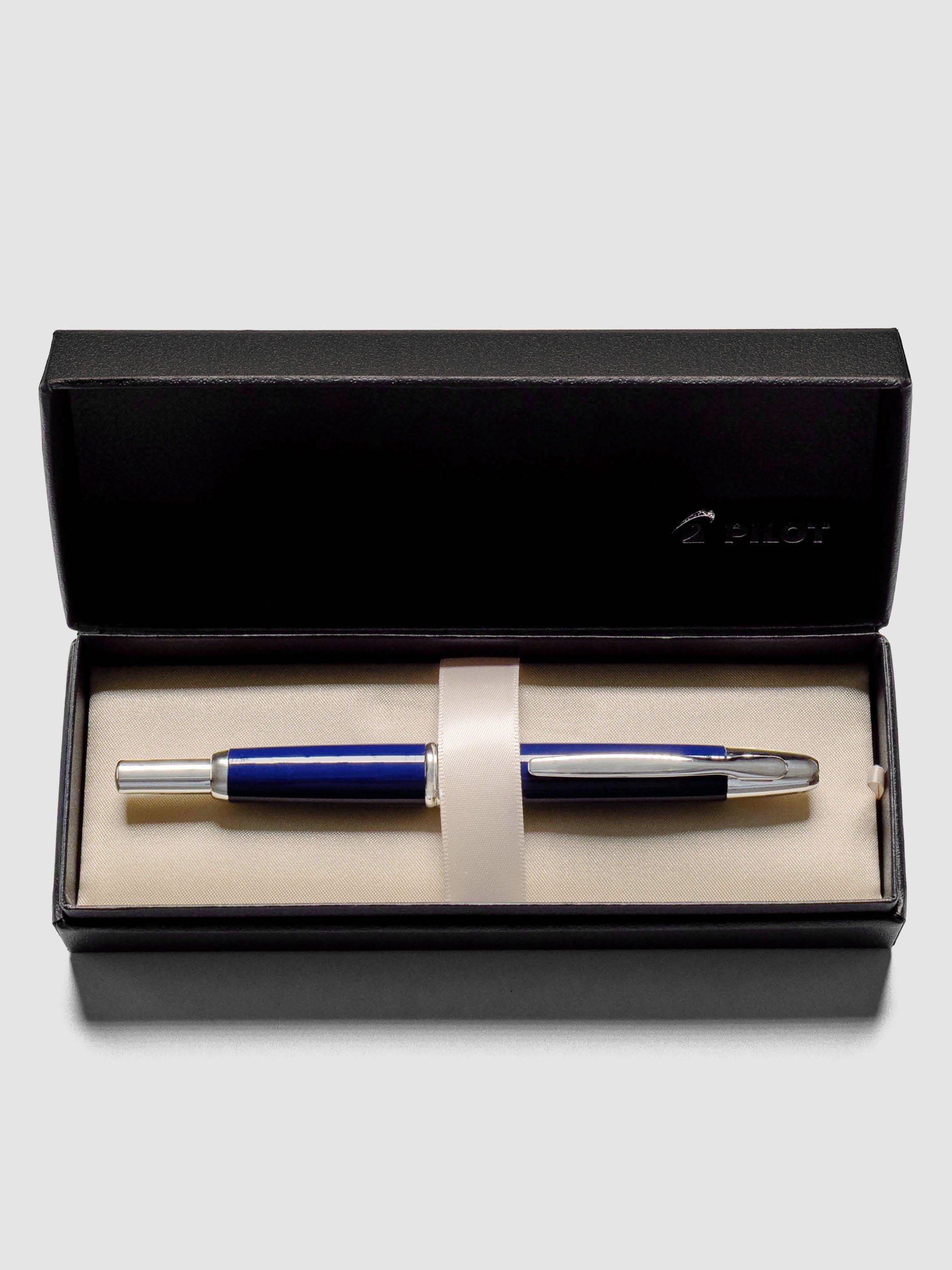Blue Rhodium Pilot Vanishing Point Fountain Pen in box.