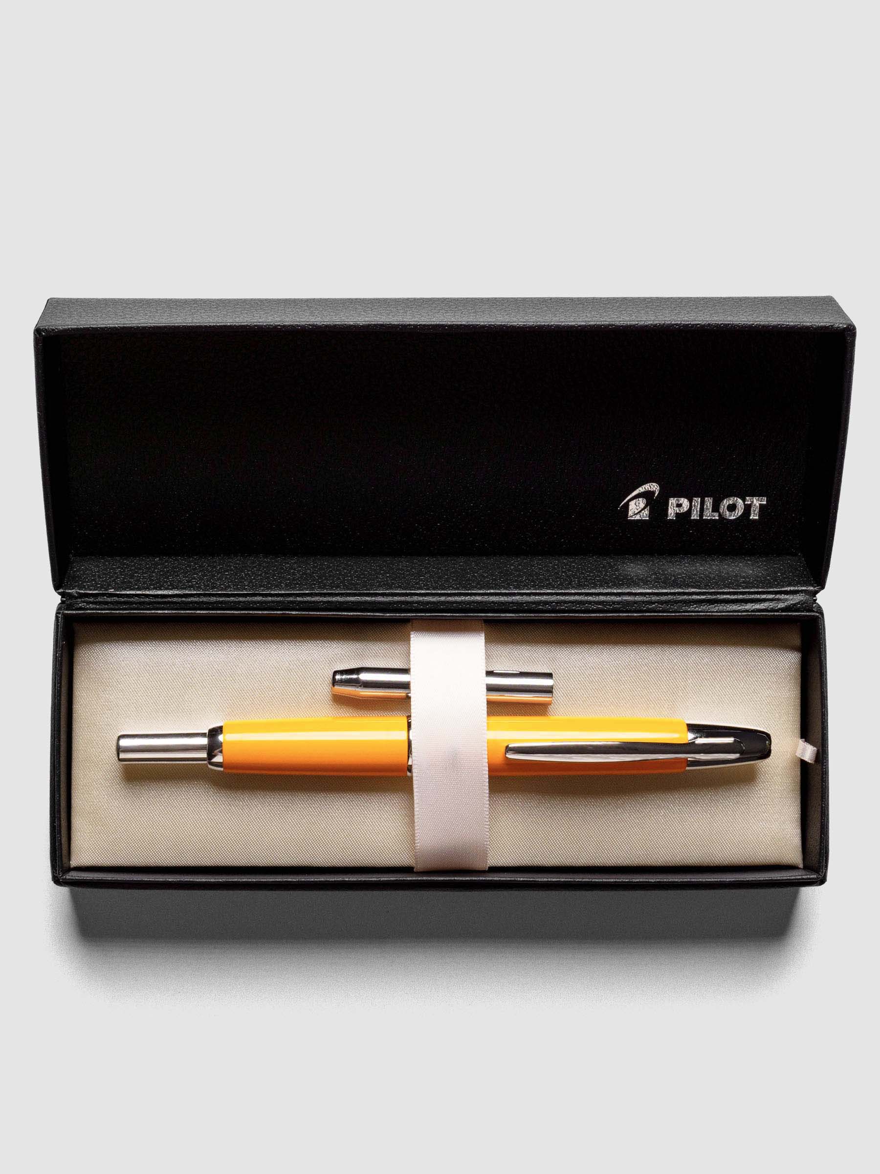 Yellow Rhodium Pilot Vanishing Point Fountain Pen in box.