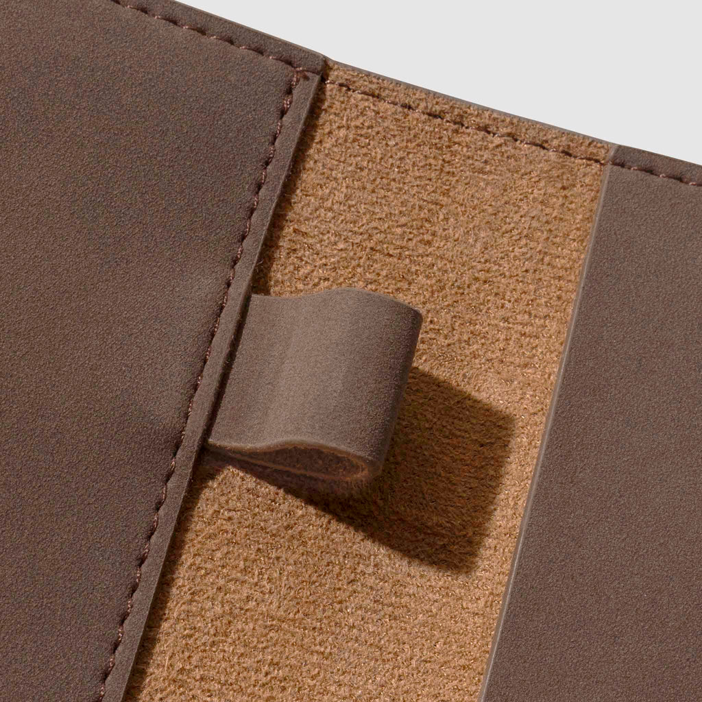 Closeup of pen loop inside cover.