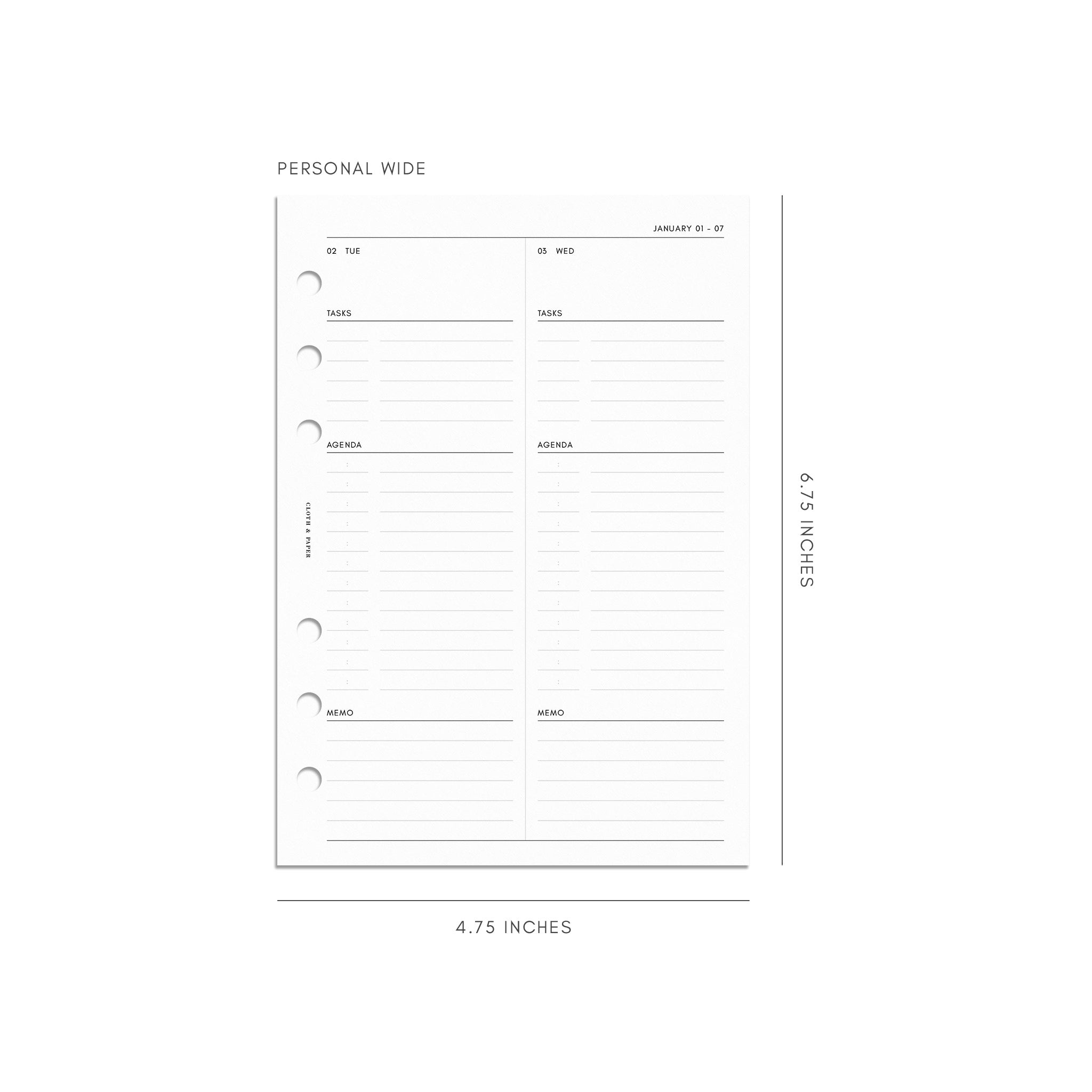2024 Daily Diary to Print, Refill in French for Printable Planner in  Personal and A6 Format, Dated From January to December 2024 