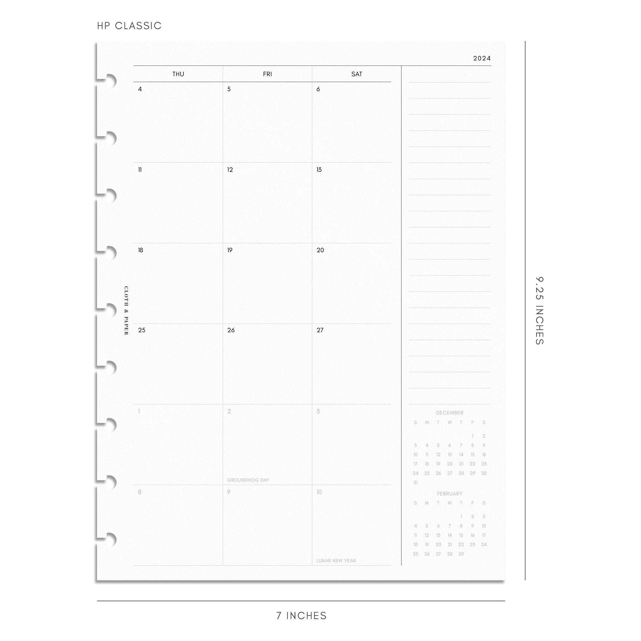 Undated Weekly Planner 2024, Printable Weekly Agenda Template, Week on 2  Pages Inserts, A4, A5, Letter, Half Letter, Happy Planner 