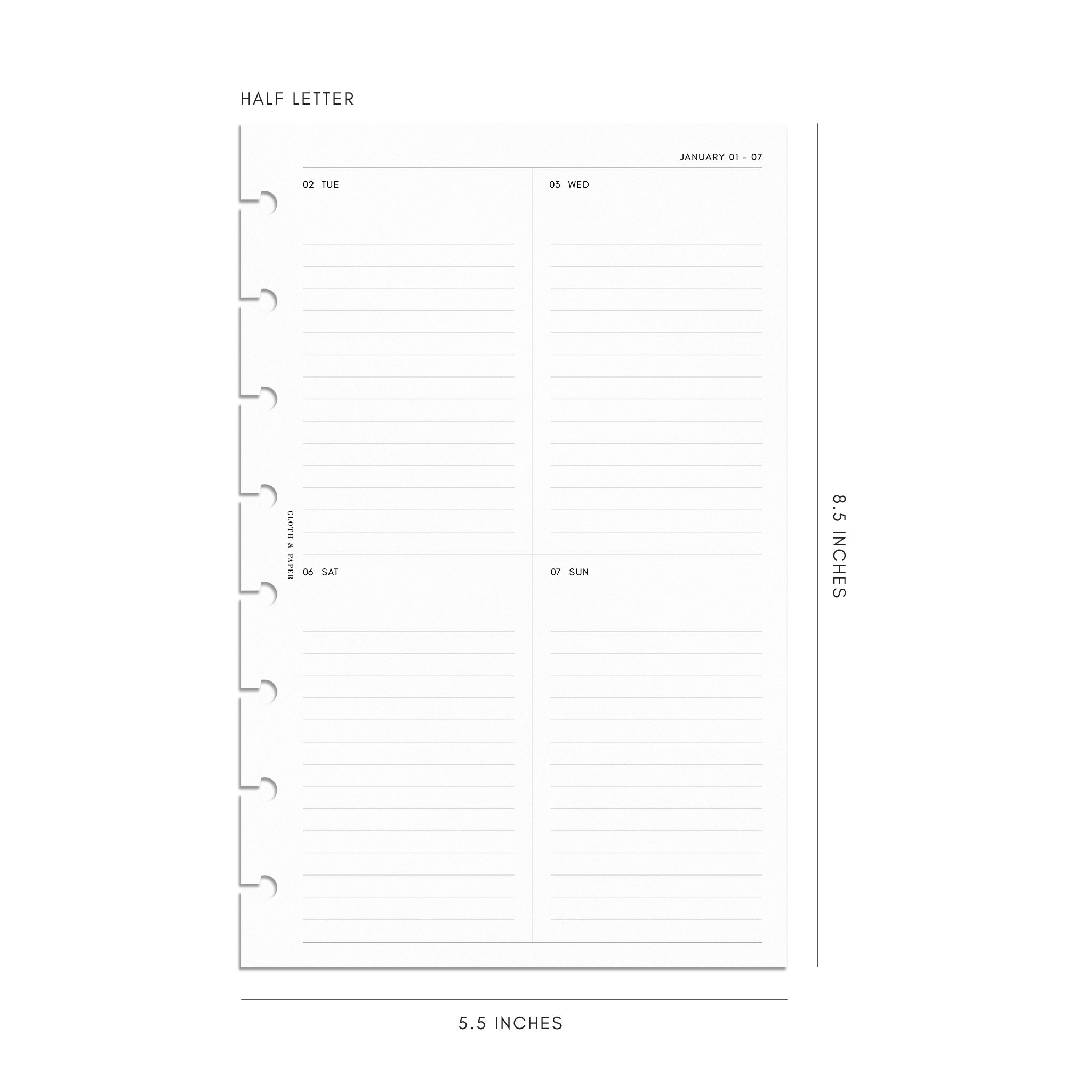 Undated Weekly Planner 2024, Printable Weekly Agenda Template, Week on 2  Pages Inserts, A4, A5, Letter, Half Letter, Happy Planner 