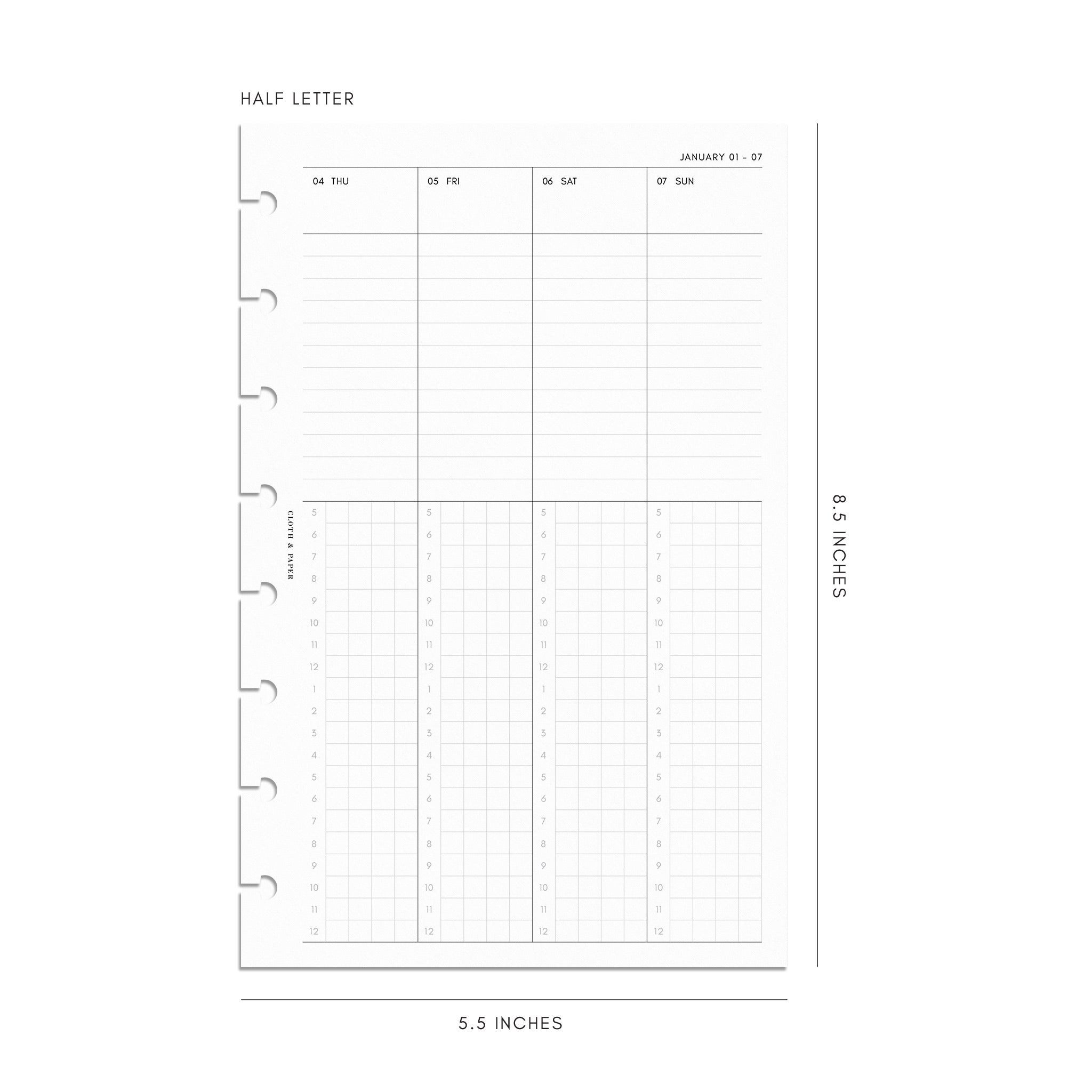 2024 Dated Months + Weeks // A5 Wide Planner Inserts – Caress Press