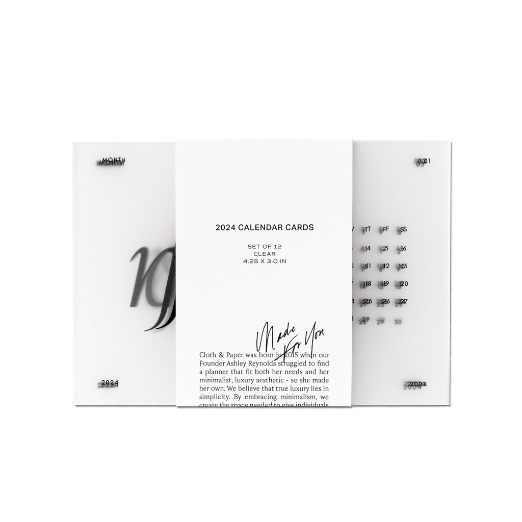 2024 Calendar Card Set, Cloth & Paper. Cards in their packaging displayed on a white background.