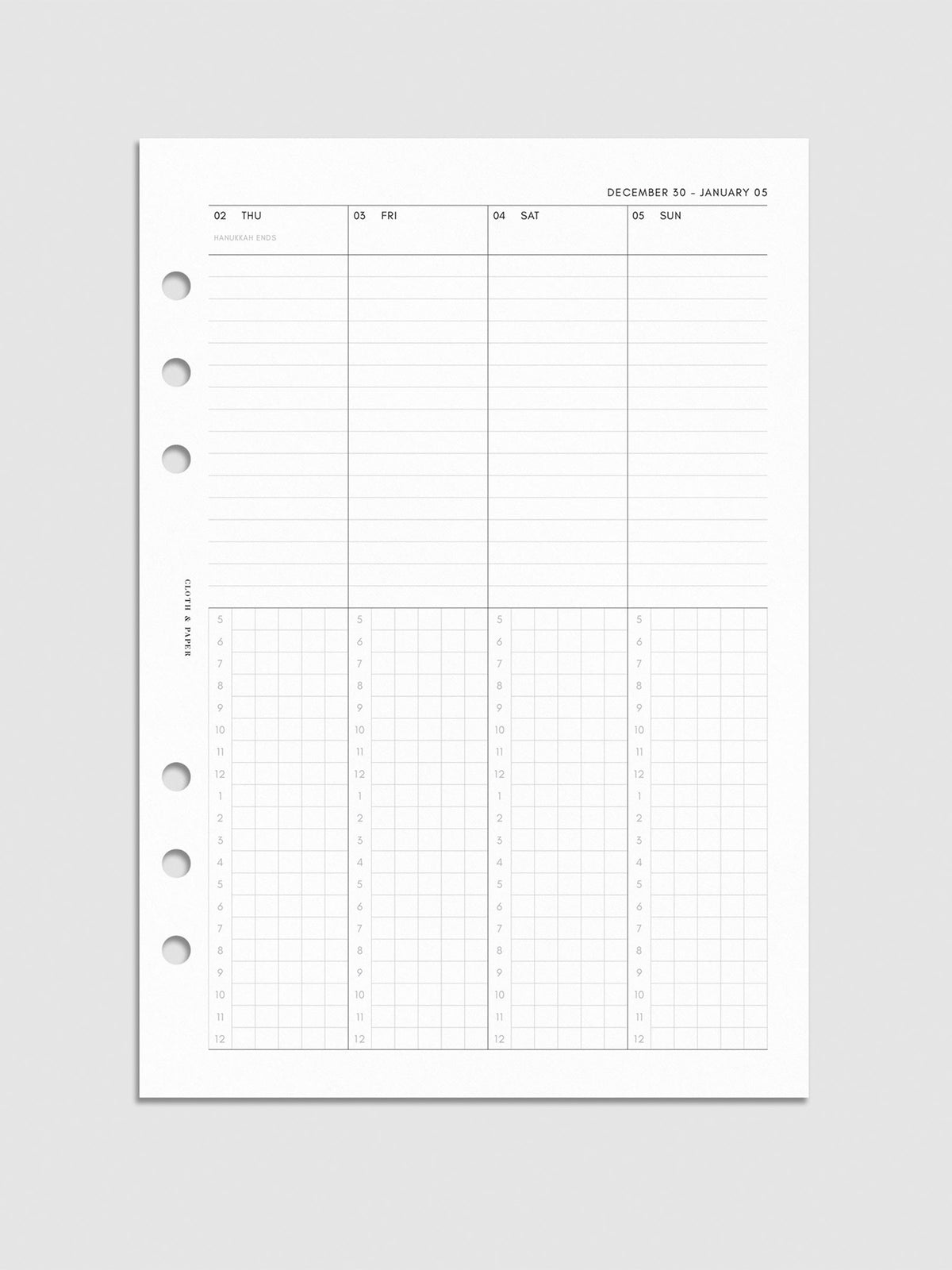 2025 Dated Weekly Schedule Planner Insert | Monday Start | Cloth & Paper