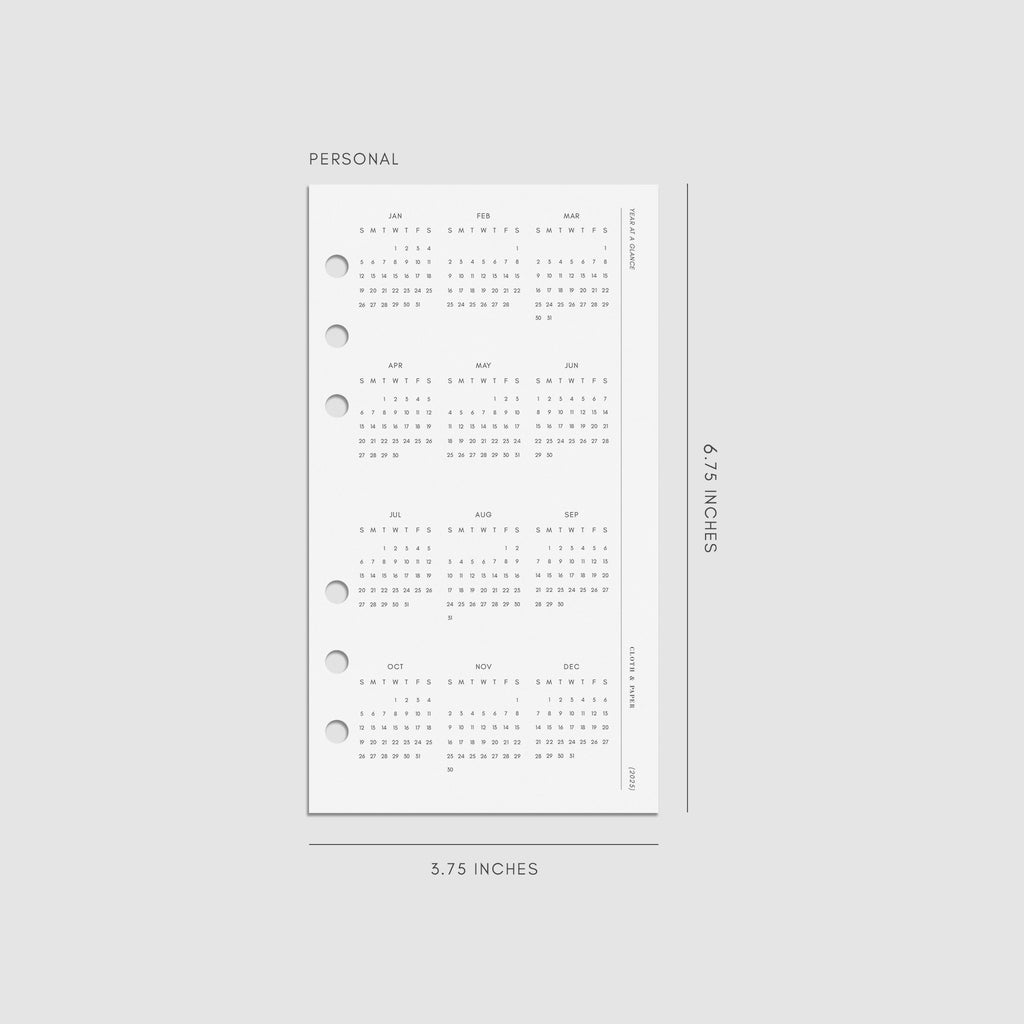 2025 Year At A Glance Planner Dashboard Cloth & Paper CLOTH & PAPER