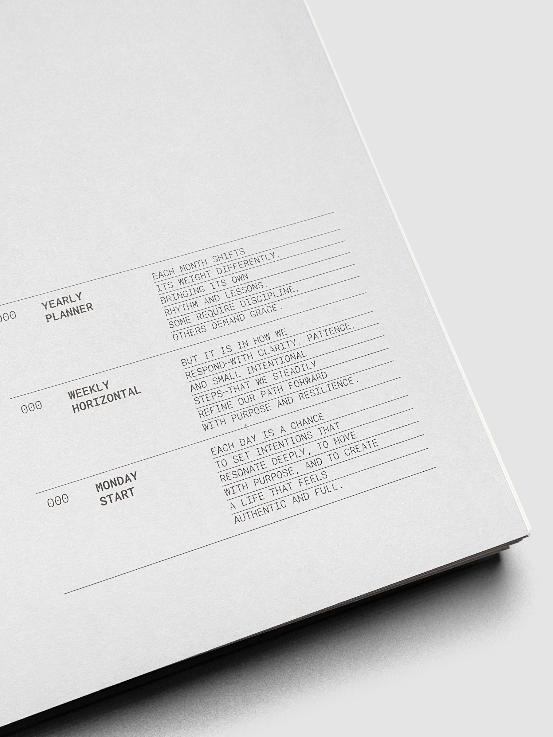 Inside of the 2026 Weekly Horizontal Notebook | Monday Start | A5 Spiral on the cover page with inspirational text.