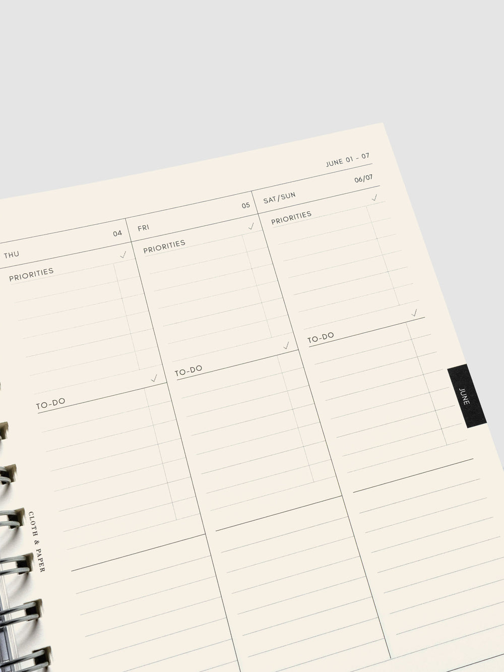 2026 Weekly Task Notebook | Monday Start | A5 Spiral | Cloth & Paper