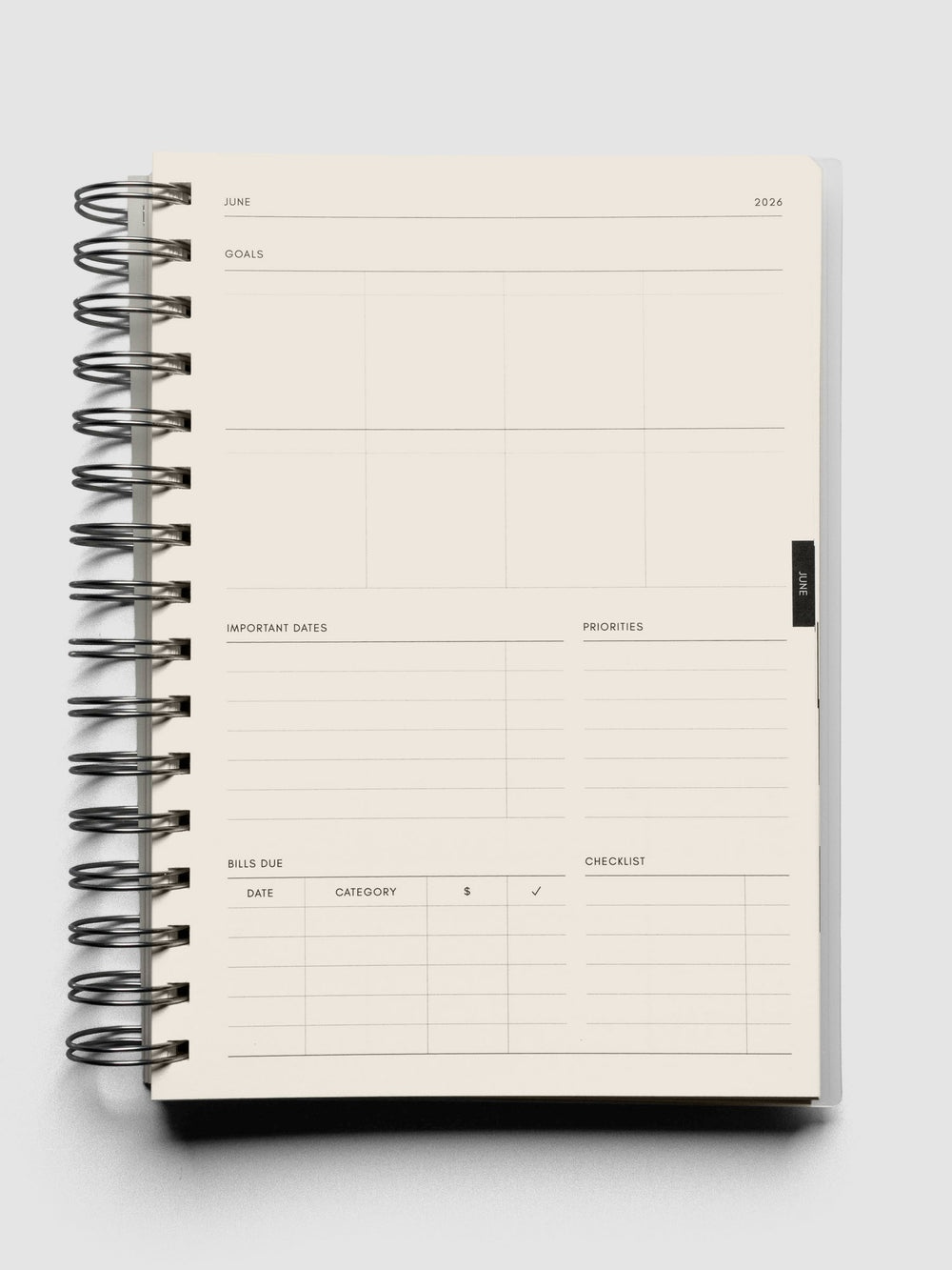 2026 Weekly Task Notebook | Monday Start | A5 Spiral | Cloth & Paper