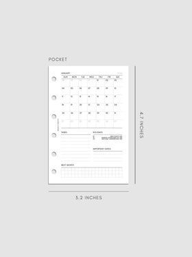 Digital mock-up of the monthly spread in Pocket.