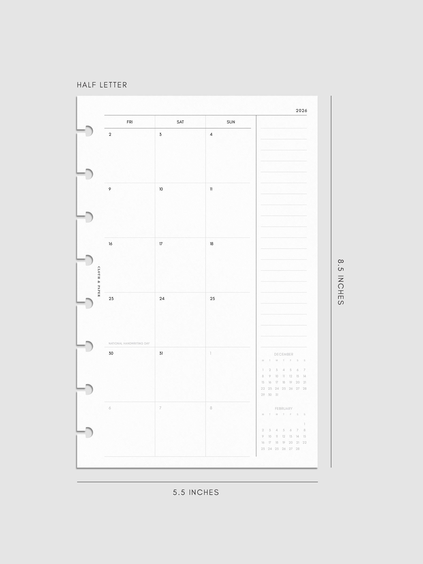 Digital mockup of insert in Half Letter.